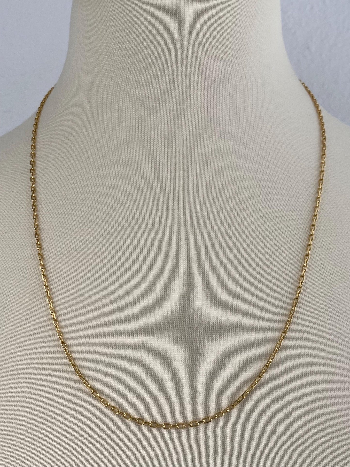 Vintage Solid 18k Yellow Gold Biker Link Chain Necklace - 24.25 inches