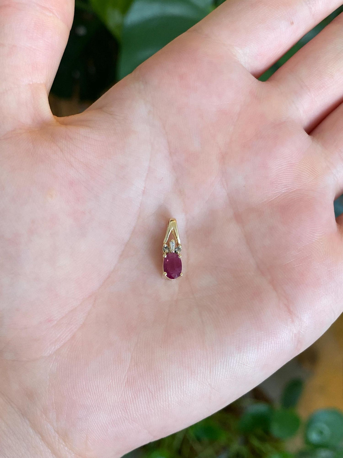Vintage Solid 10k Yellow Gold Diamond Ruby Charm