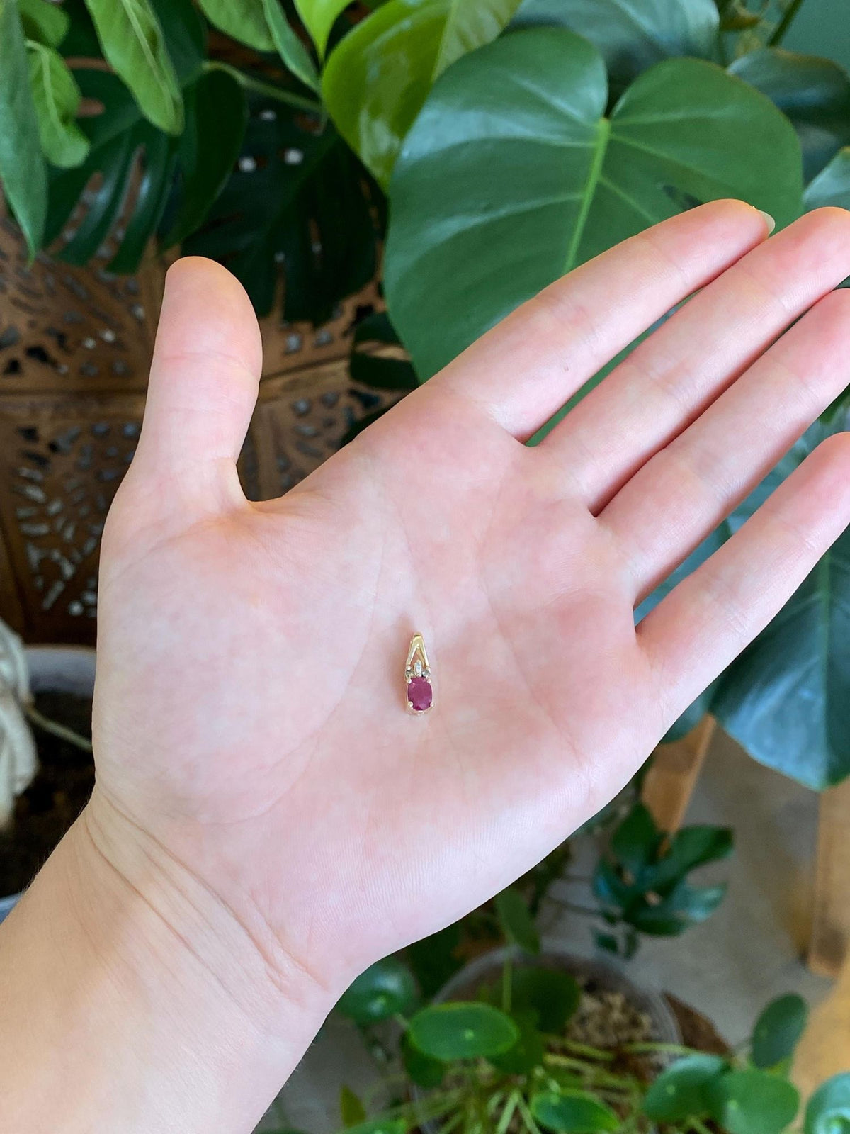 Vintage Solid 10k Yellow Gold Diamond Ruby Charm