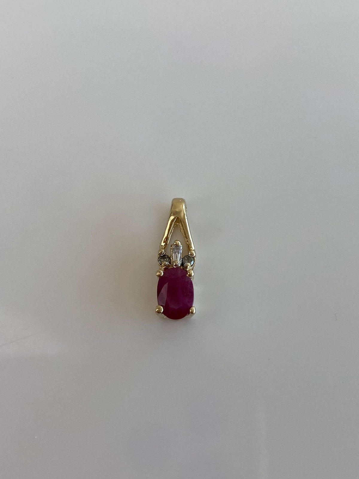Vintage Solid 10k Yellow Gold Diamond Ruby Charm