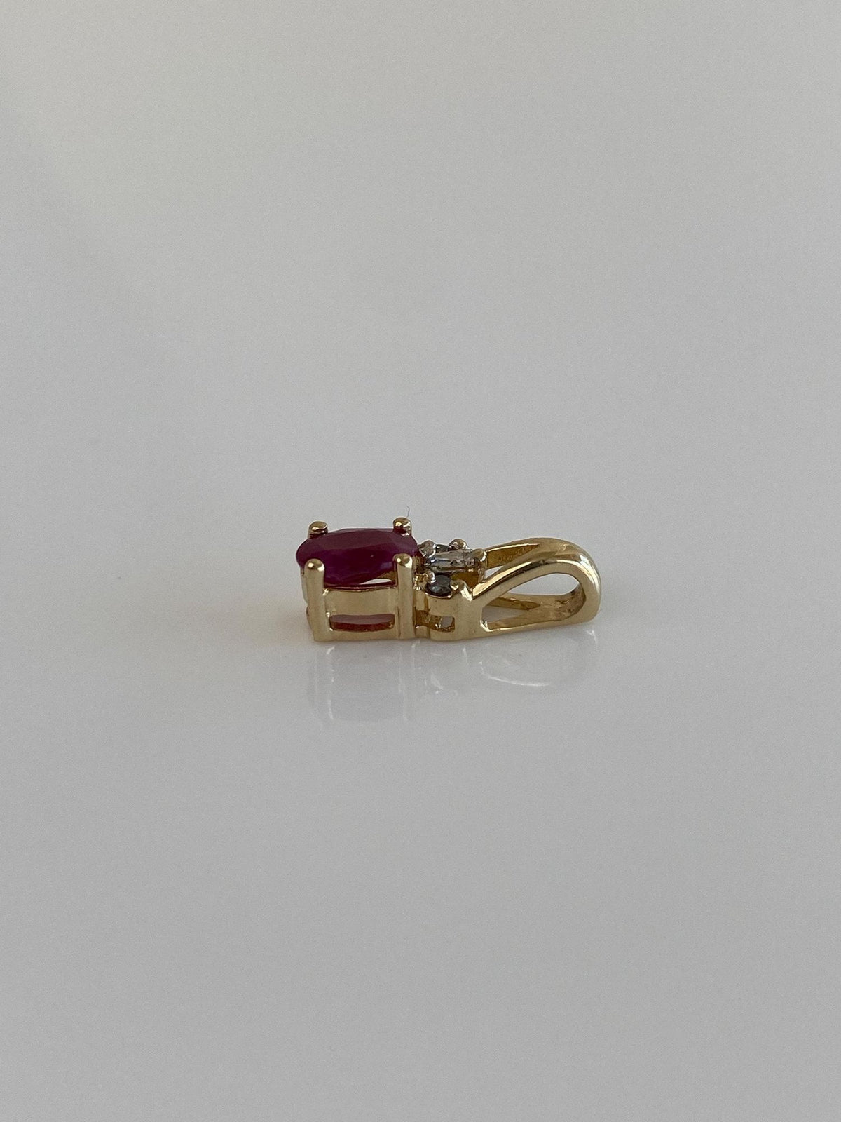 Vintage Solid 10k Yellow Gold Diamond Ruby Charm