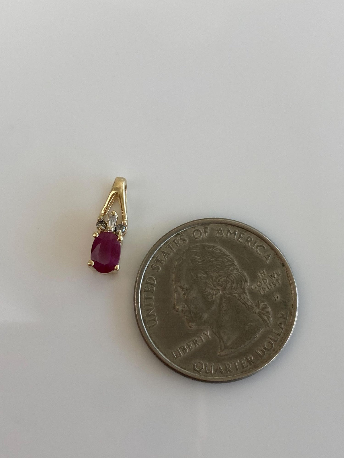 Vintage Solid 10k Yellow Gold Diamond Ruby Charm