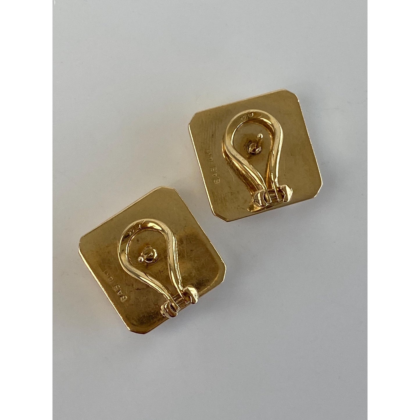 Vintage 14k Yellow Gold Faceted Square Disco Stud Earrings