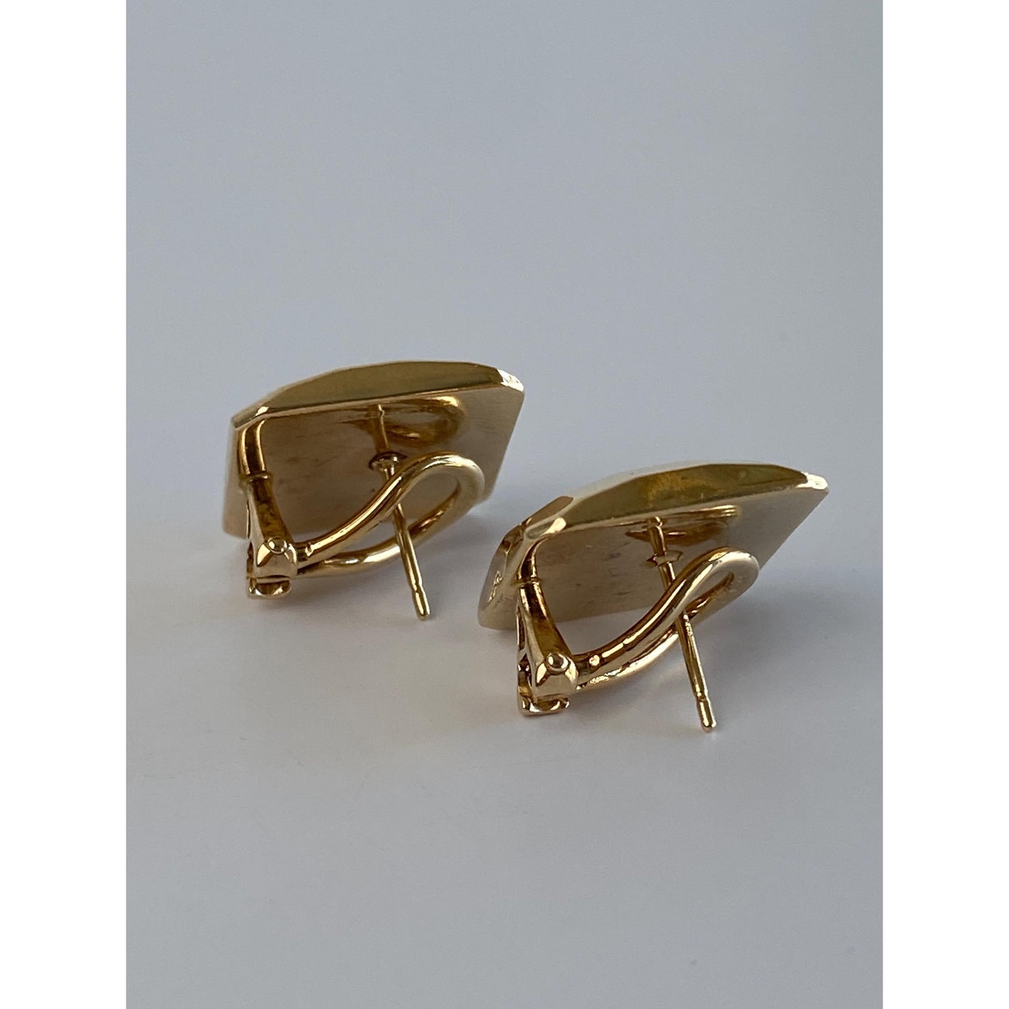 Vintage 14k Yellow Gold Faceted Square Disco Stud Earrings