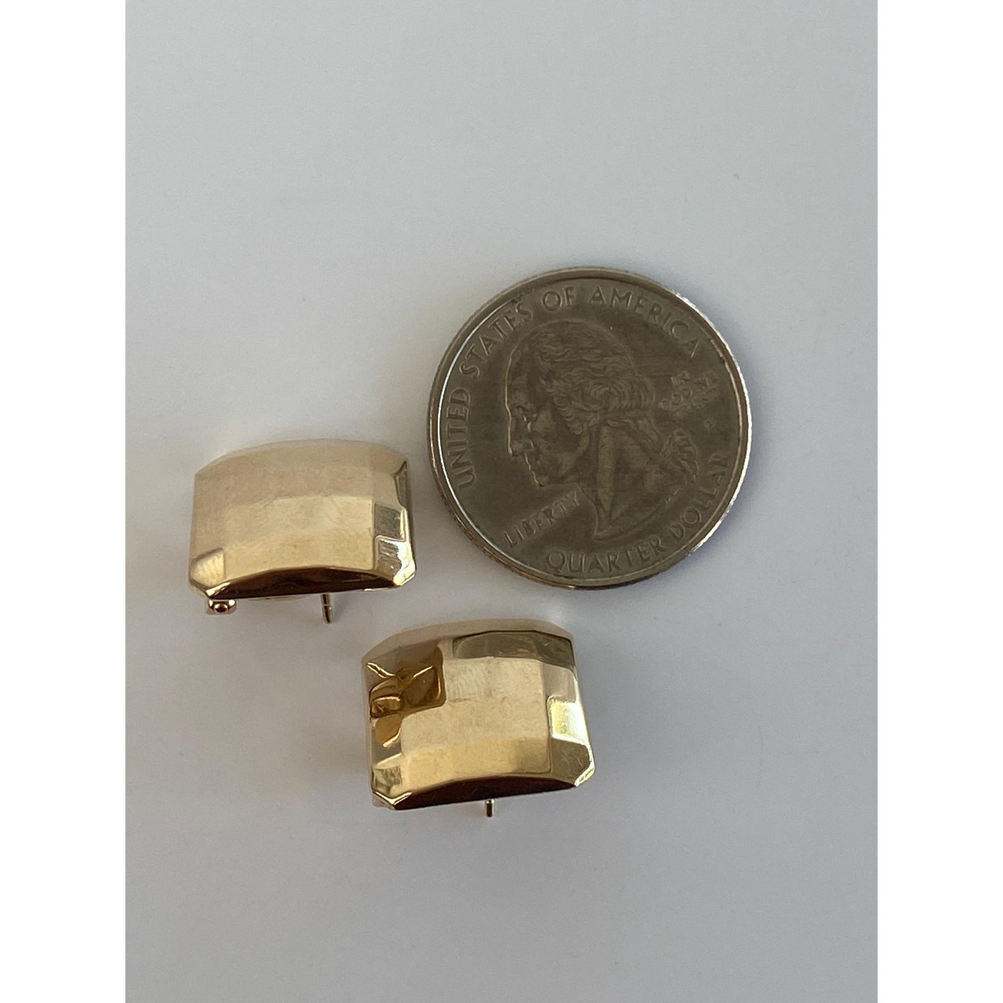 Vintage 14k Yellow Gold Faceted Square Disco Stud Earrings