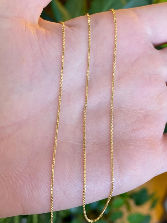 Vintage Solid 14k Yellow Gold Tight Rolo Chain Necklace - 18.25 inches