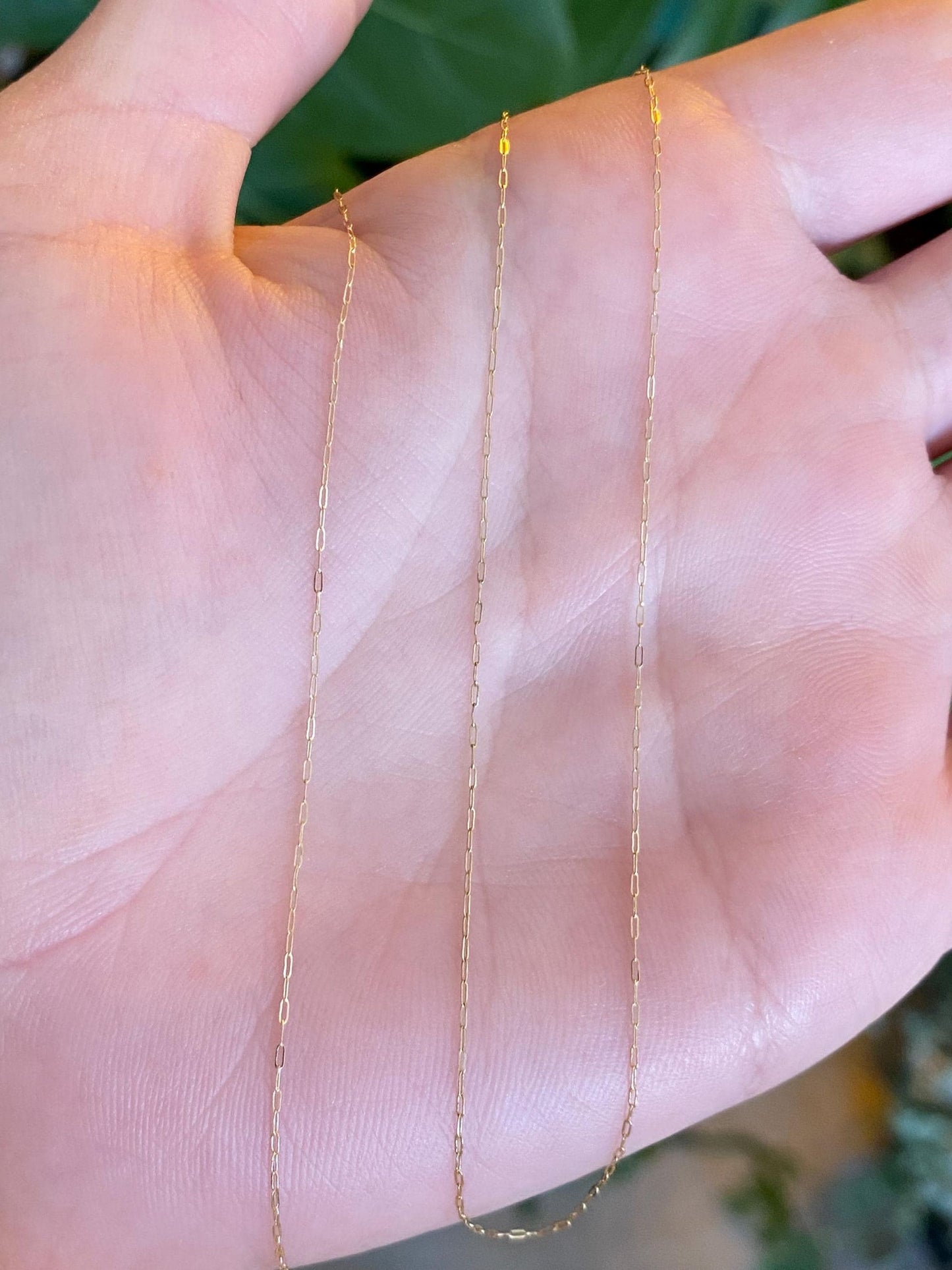 Vintage Solid 14k Yellow Gold Dainty Elongated Cable Chain Necklace - 19.25 inches