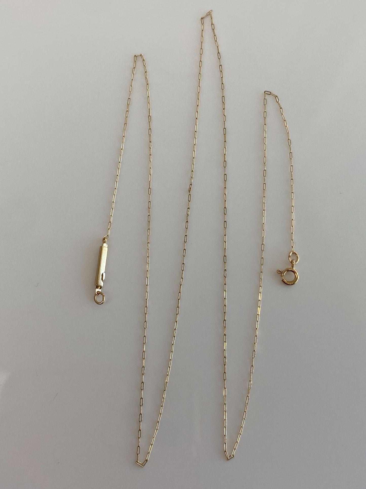Vintage Solid 14k Yellow Gold Dainty Elongated Cable Chain Necklace - 19.25 inches