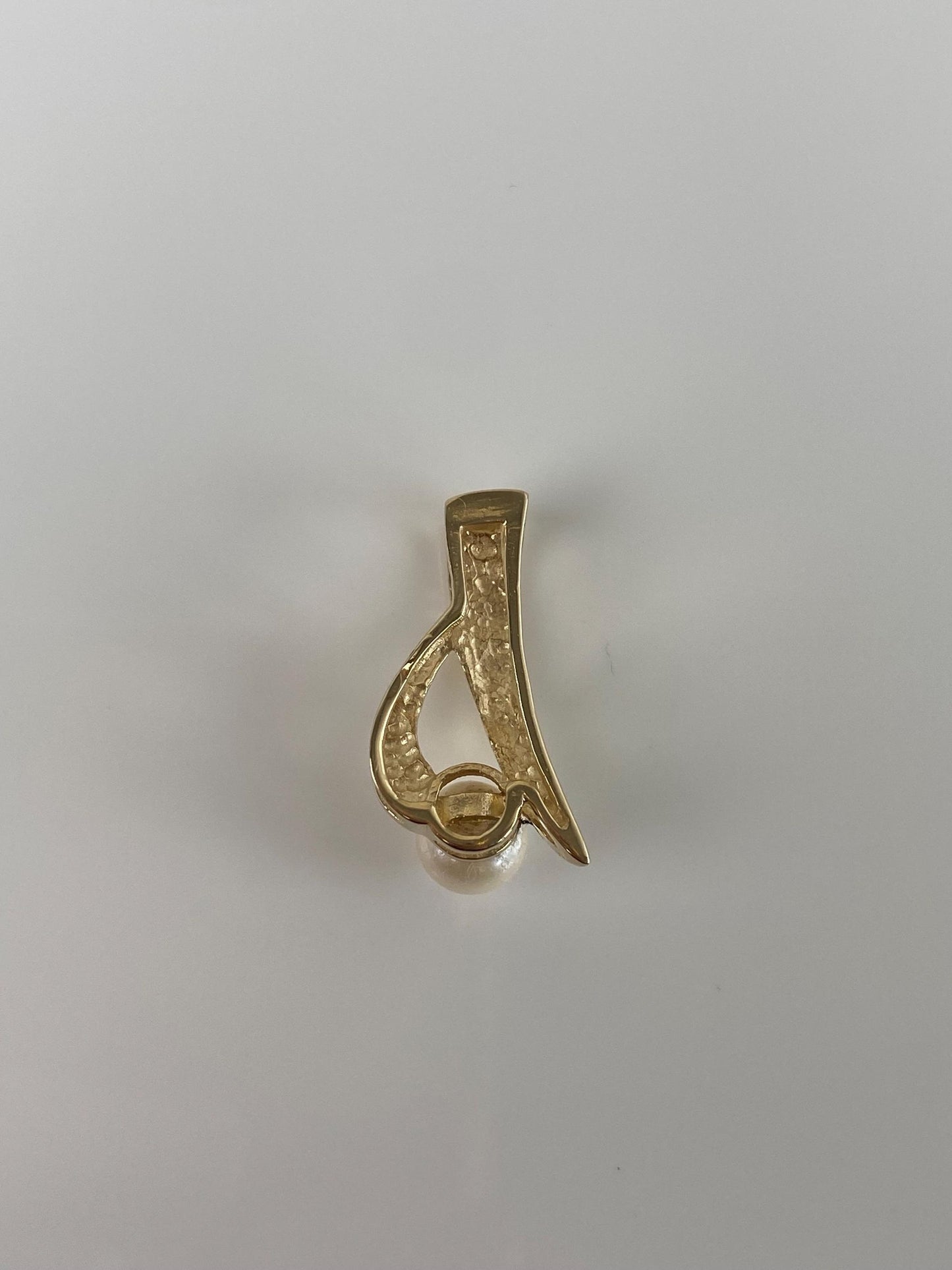 Vintage Solid 14k Yellow Gold Pearl Slide Charm