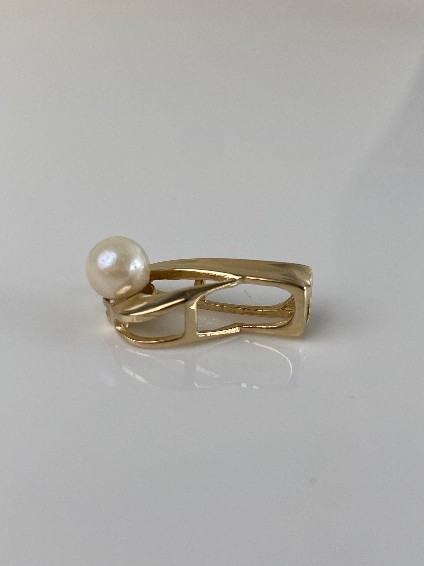 Vintage Solid 14k Yellow Gold Pearl Slide Charm