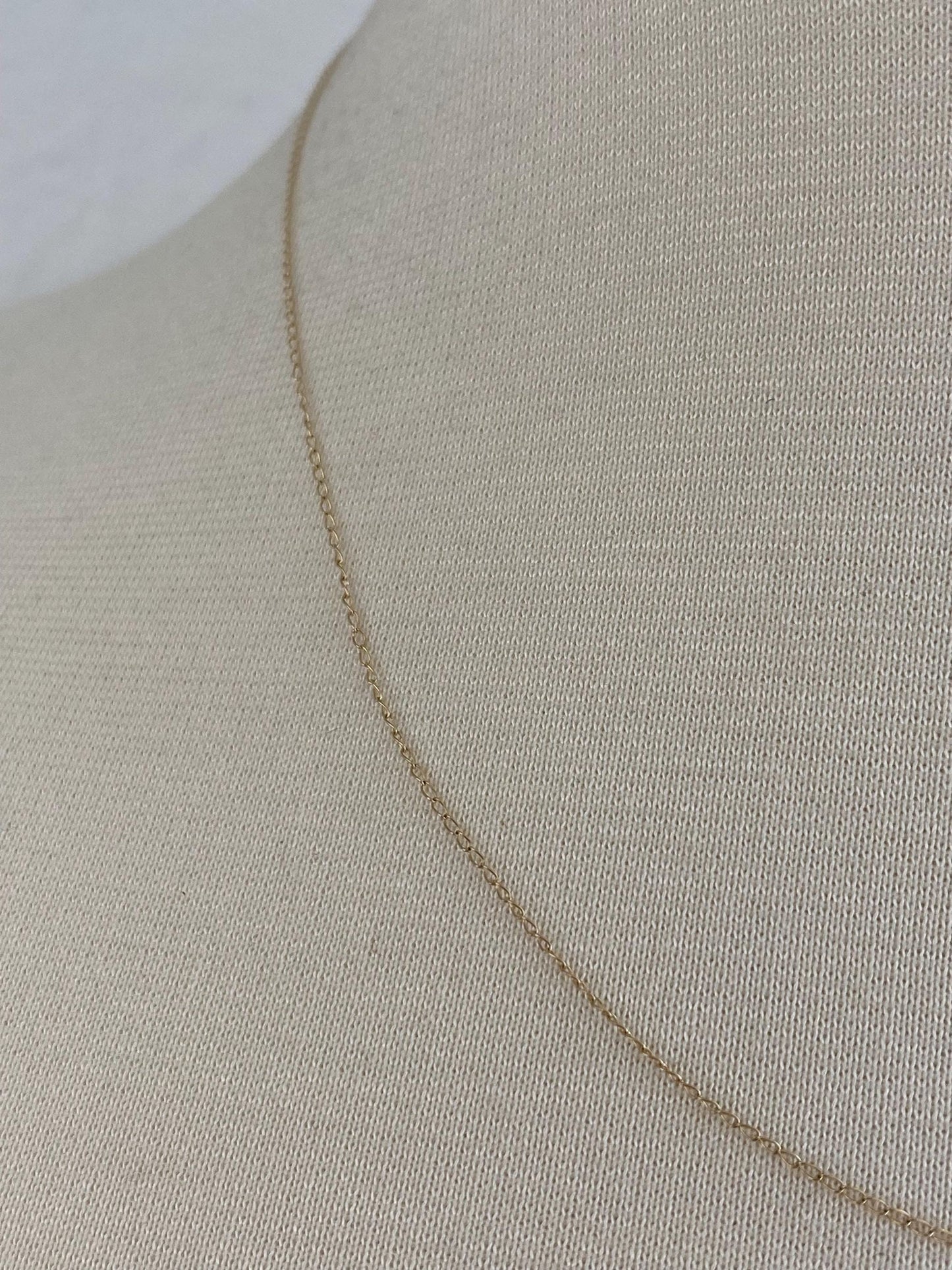 Vintage Solid 14k Yellow Gold Dainty Elongated Curb Chain Necklace - 18.5 inches