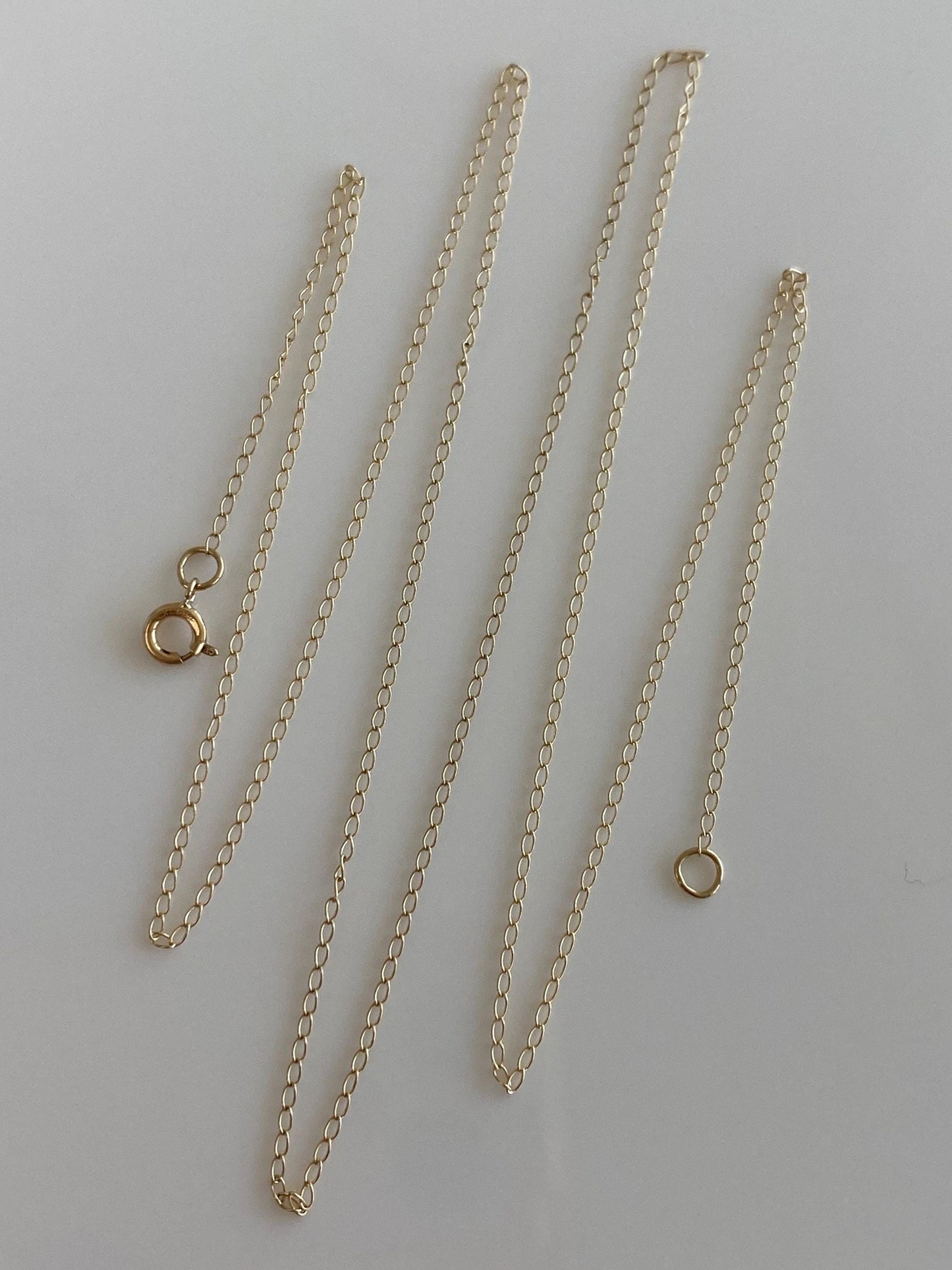 Vintage Solid 14k Yellow Gold Dainty Elongated Curb Chain Necklace - 18.5 inches