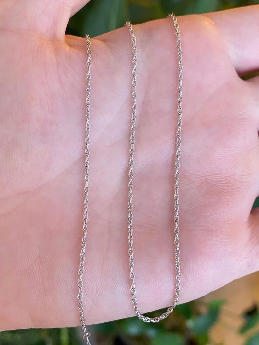 Vintage Solid 14k White Gold Chain Necklace - 16 inches