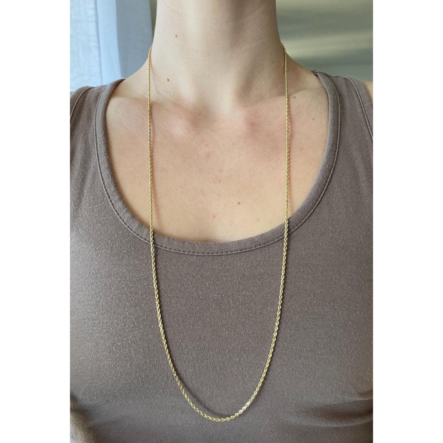 Vintage Solid 10k Yellow Gold Rope Chain Necklace - 30.75 inches