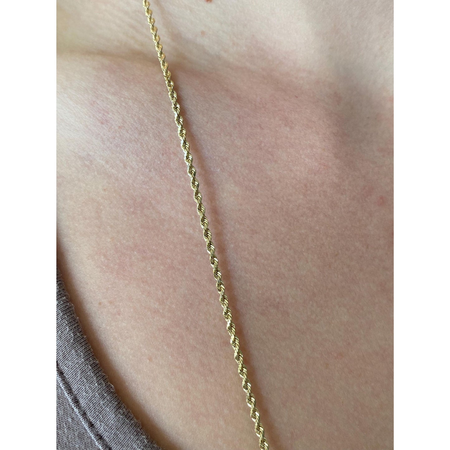 Vintage Solid 10k Yellow Gold Rope Chain Necklace - 30.75 inches