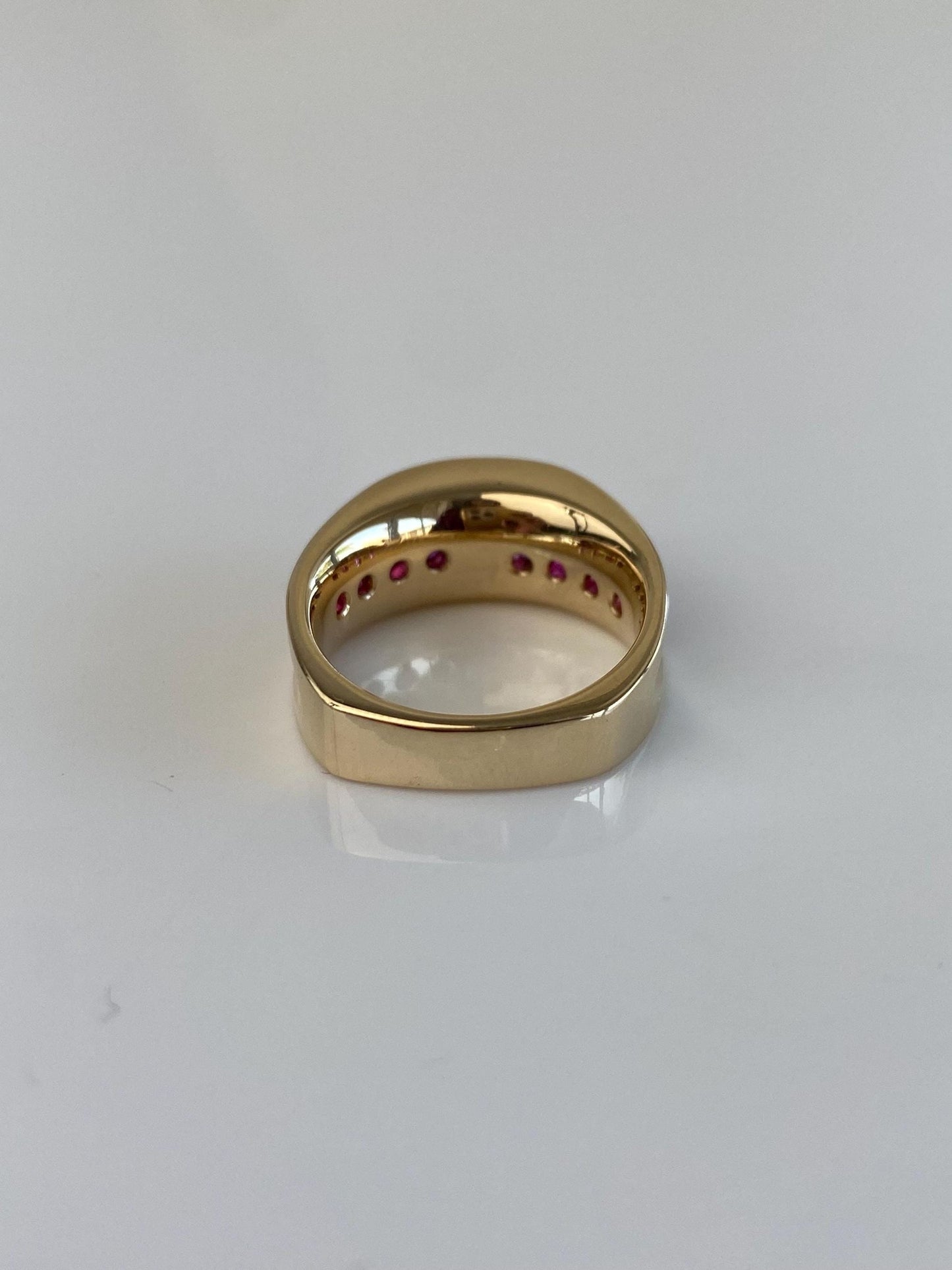 Vintage Solid 14k Yellow Gold Iolite Pink Sapphire Ring - Size 5.25