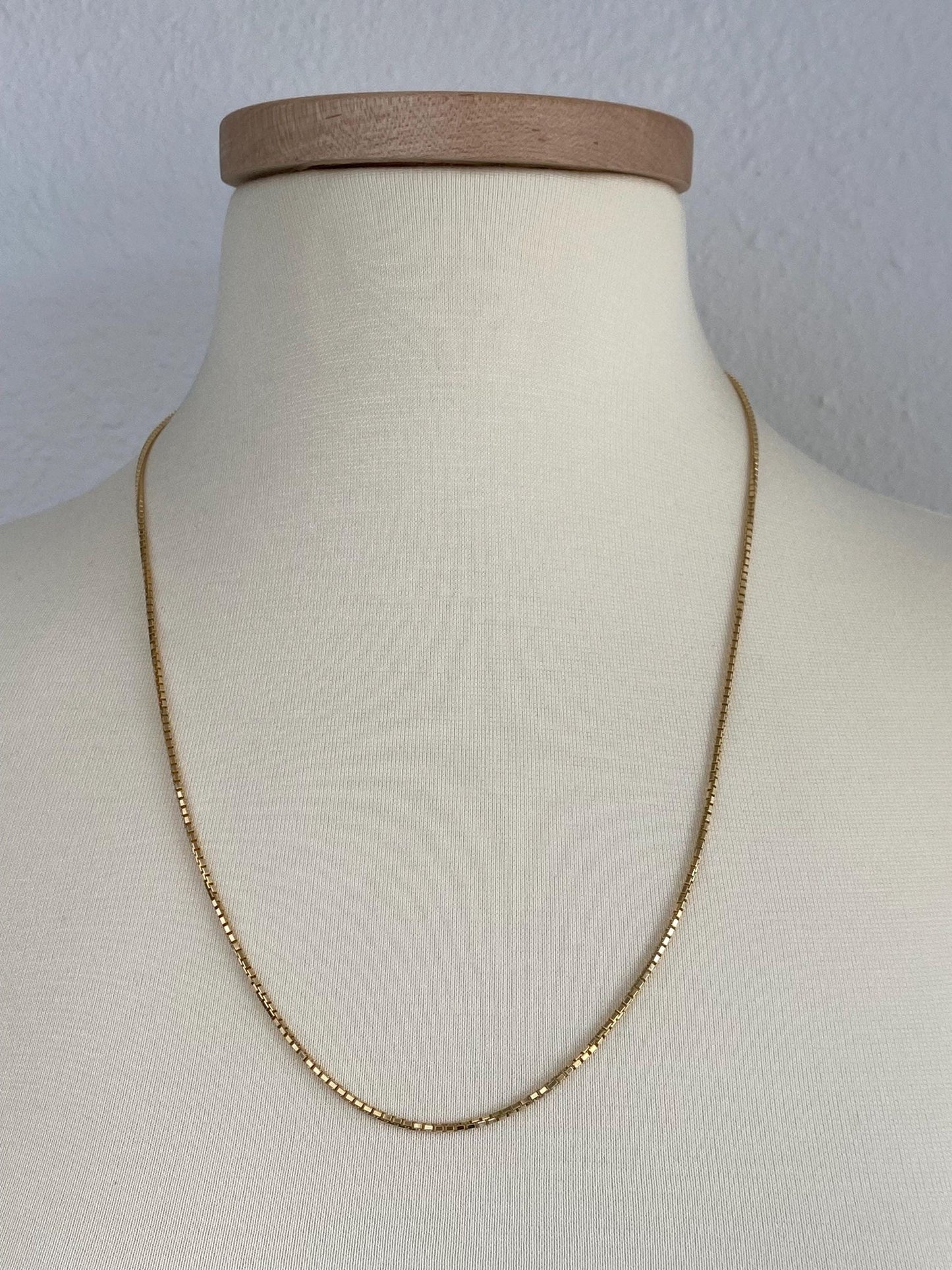 Vintage Solid 14k Yellow Gold Long Box Chain Necklace - 24 inches