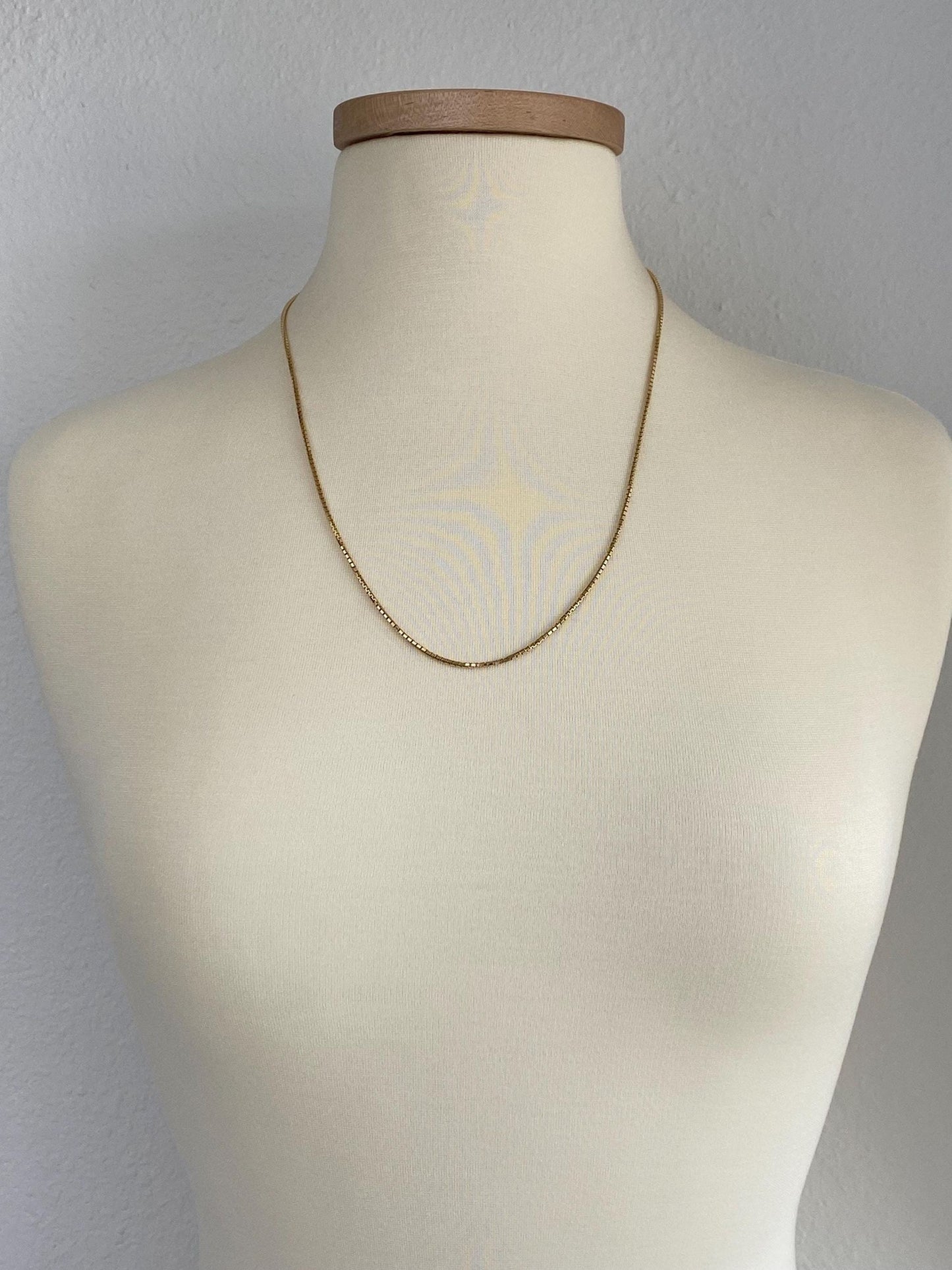 Vintage Solid 14k Yellow Gold Long Box Chain Necklace - 24 inches