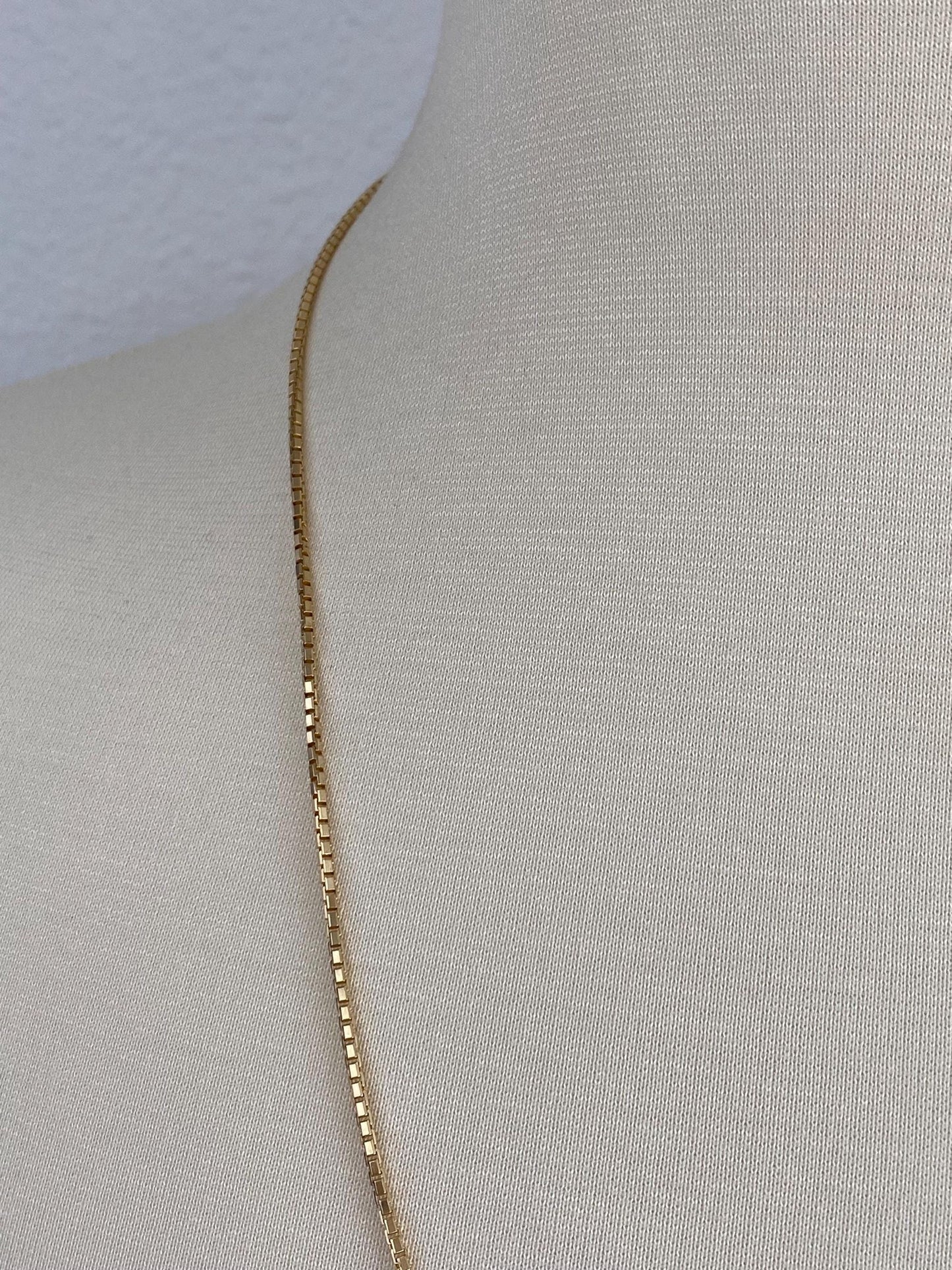 Vintage Solid 14k Yellow Gold Long Box Chain Necklace - 24 inches