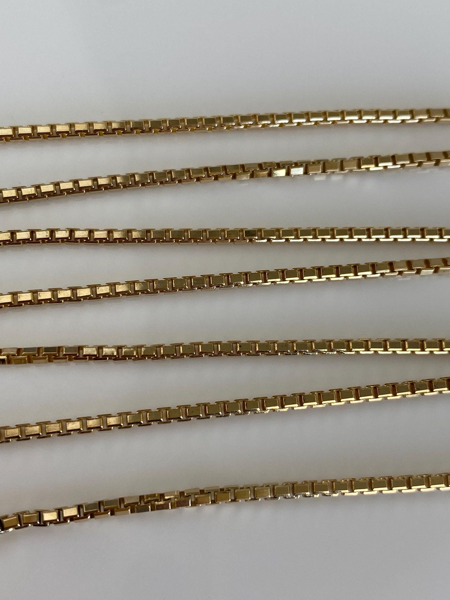 Vintage Solid 14k Yellow Gold Long Box Chain Necklace - 24 inches