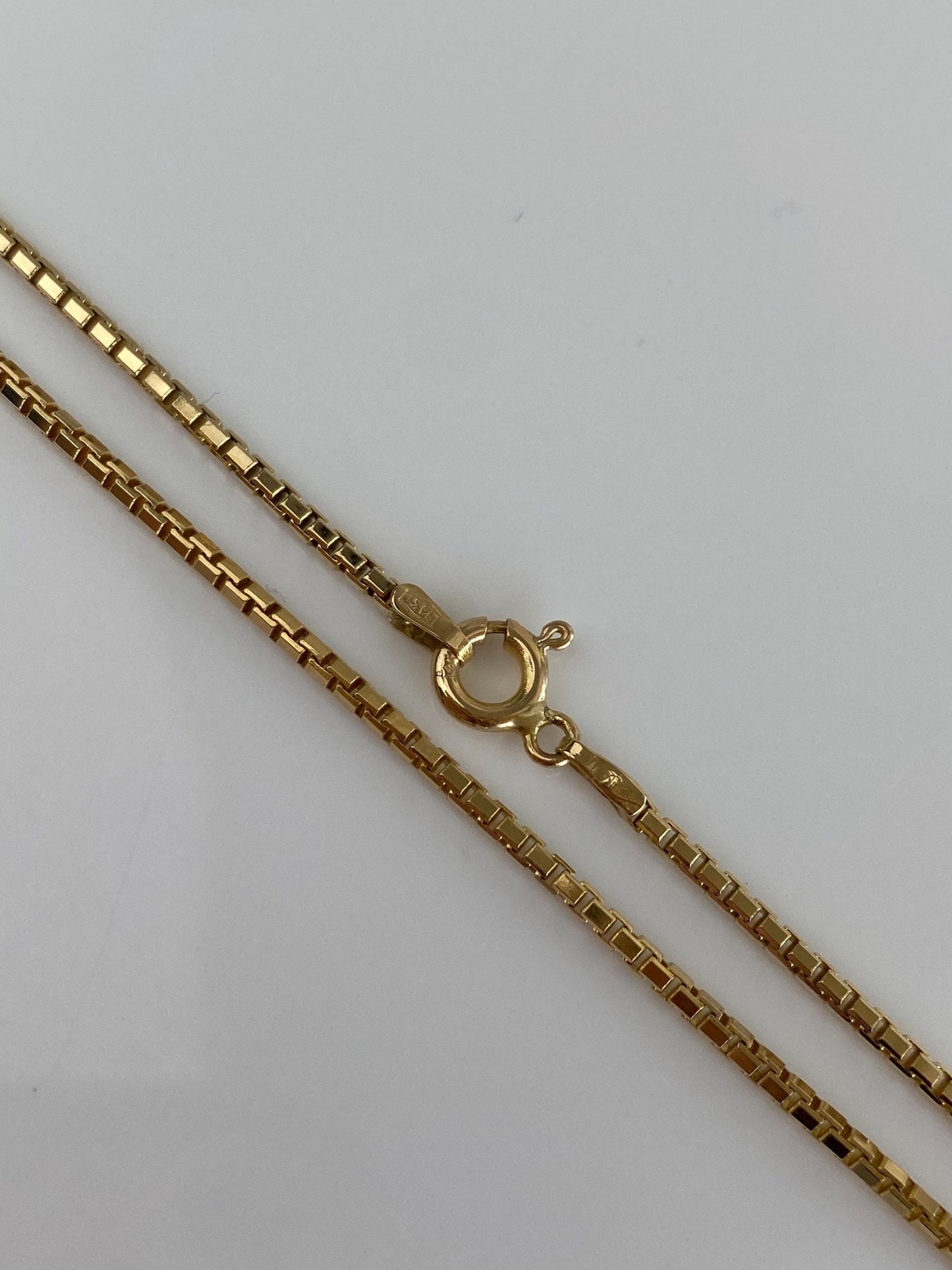 Vintage Solid 14k Yellow Gold Long Box Chain Necklace - 24 inches