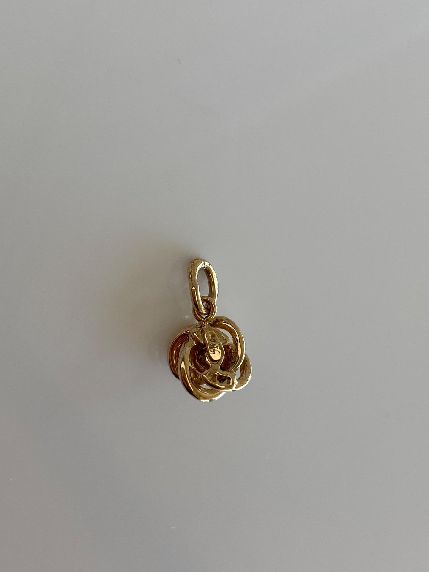 Vintage Solid 14k Yellow Gold Pink Spinel Knot Charm