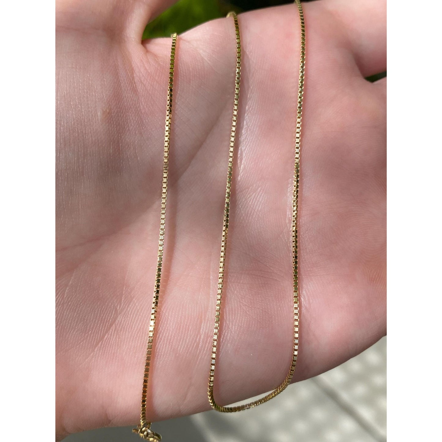 Vintage Solid 14k Yellow Gold Box Chain Necklace - 16.5 inches