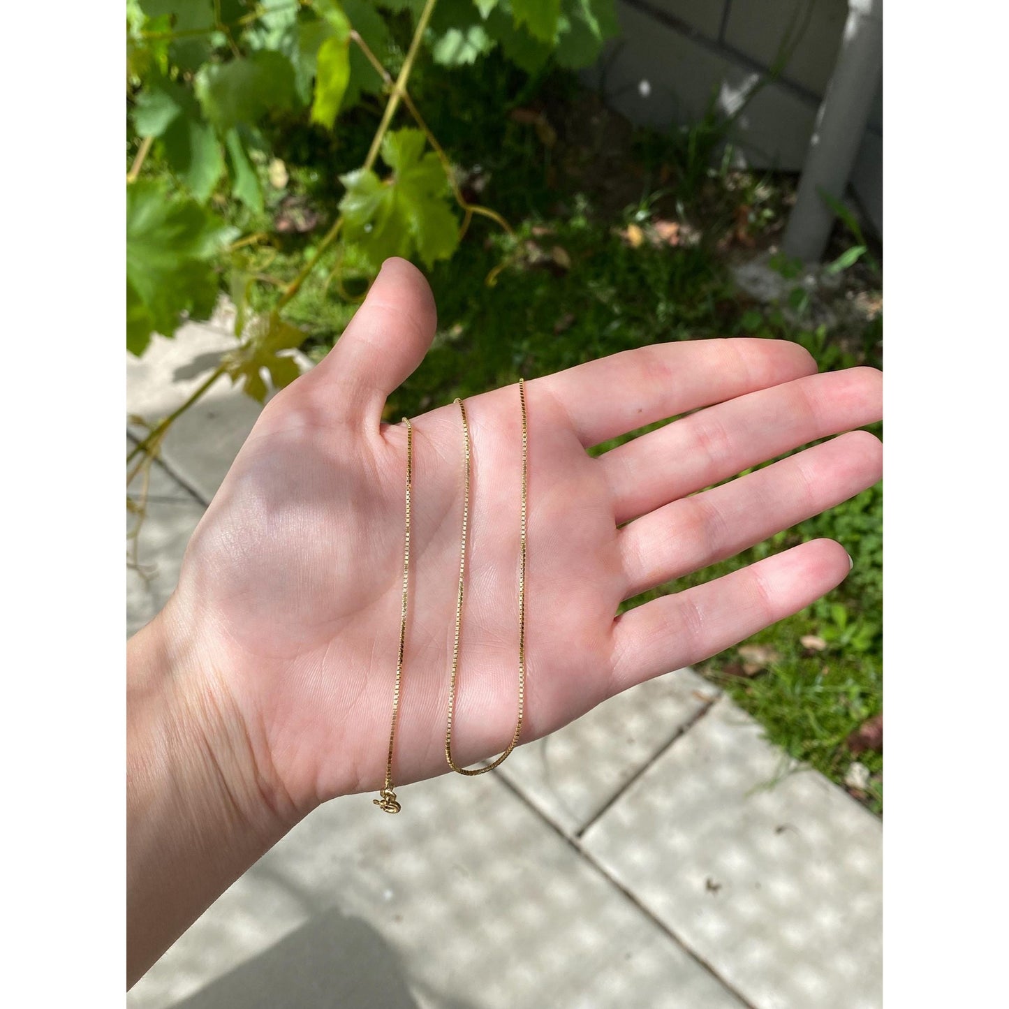 Vintage Solid 14k Yellow Gold Box Chain Necklace - 16.5 inches