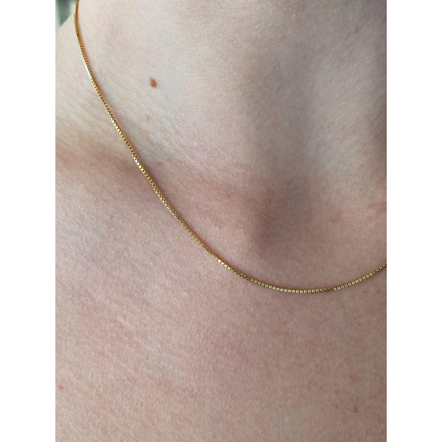 Vintage Solid 14k Yellow Gold Box Chain Necklace - 16.5 inches