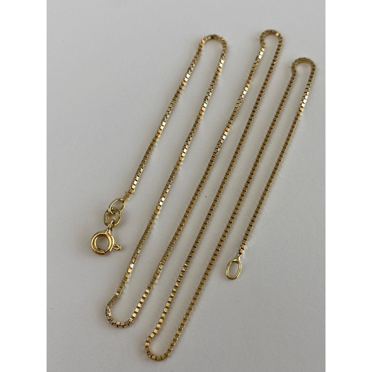 Vintage Solid 14k Yellow Gold Box Chain Necklace - 16.5 inches