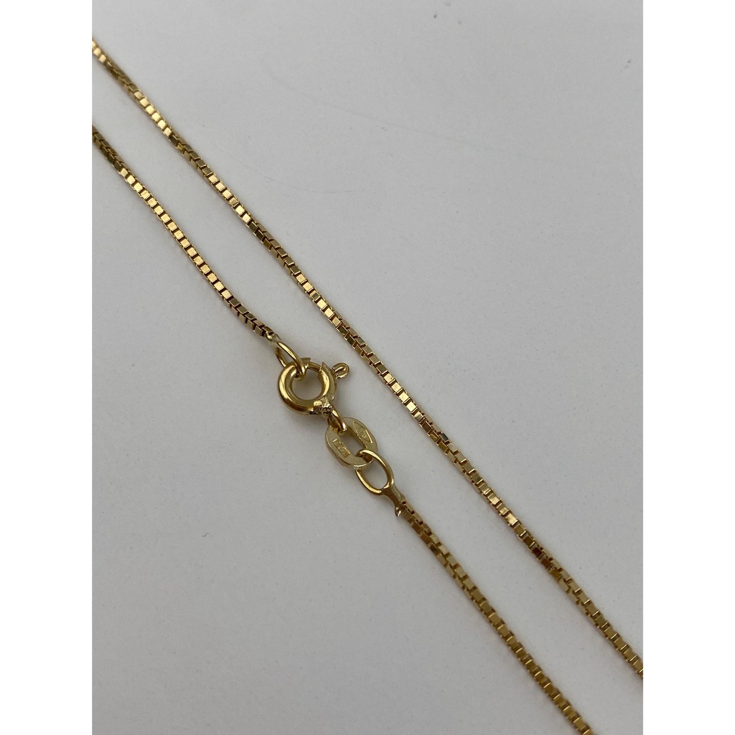 Vintage Solid 14k Yellow Gold Box Chain Necklace - 16.5 inches
