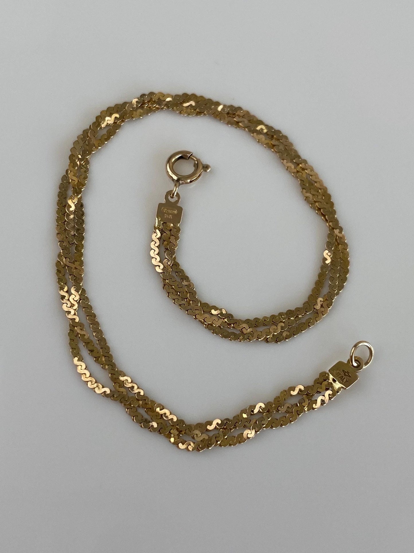 Vintage Solid 14k Yellow Gold Braided Serpentine Chain Bracelet - 6.75 inches