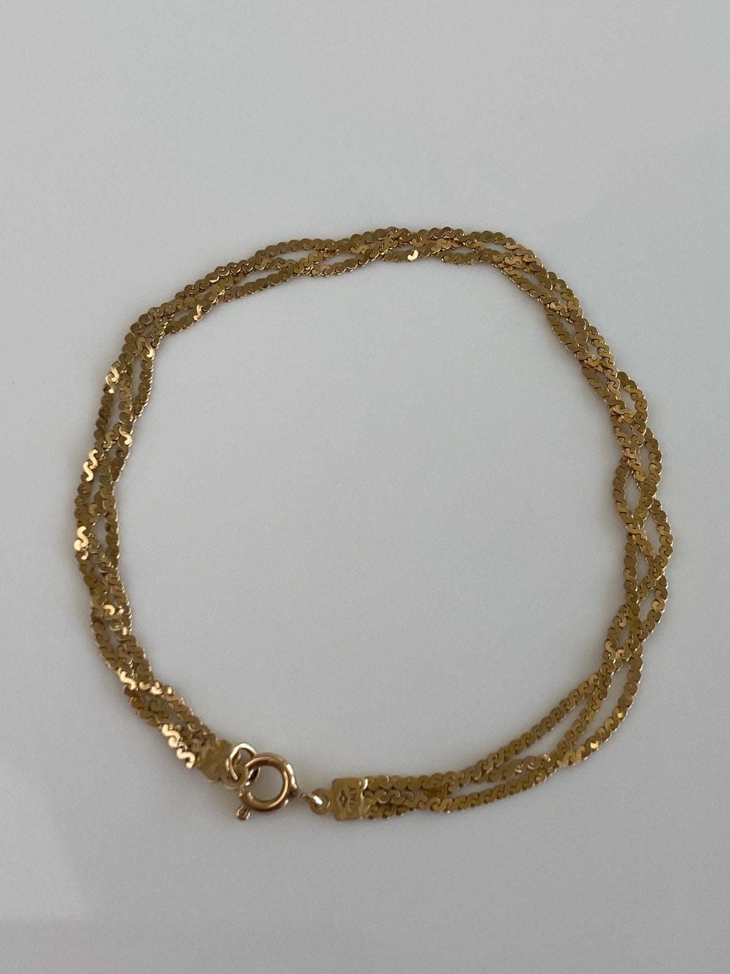 Vintage Solid 14k Yellow Gold Braided Serpentine Chain Bracelet - 6.75 inches