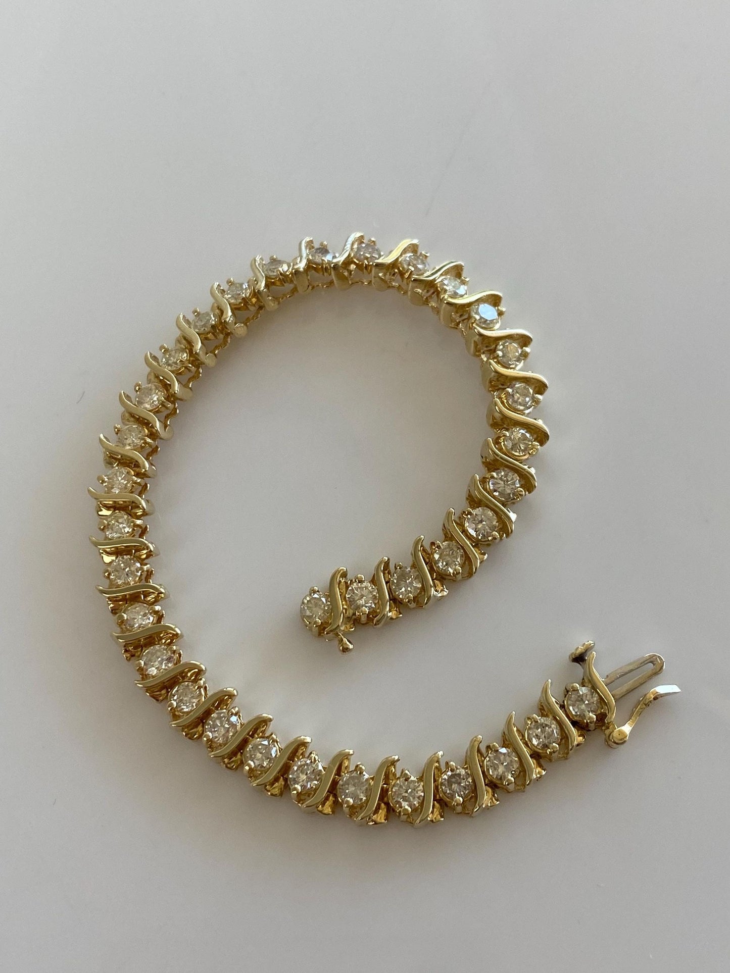 Solid 14k Yellow Gold 2ct Diamond Tennis Bracelet - 7 inches