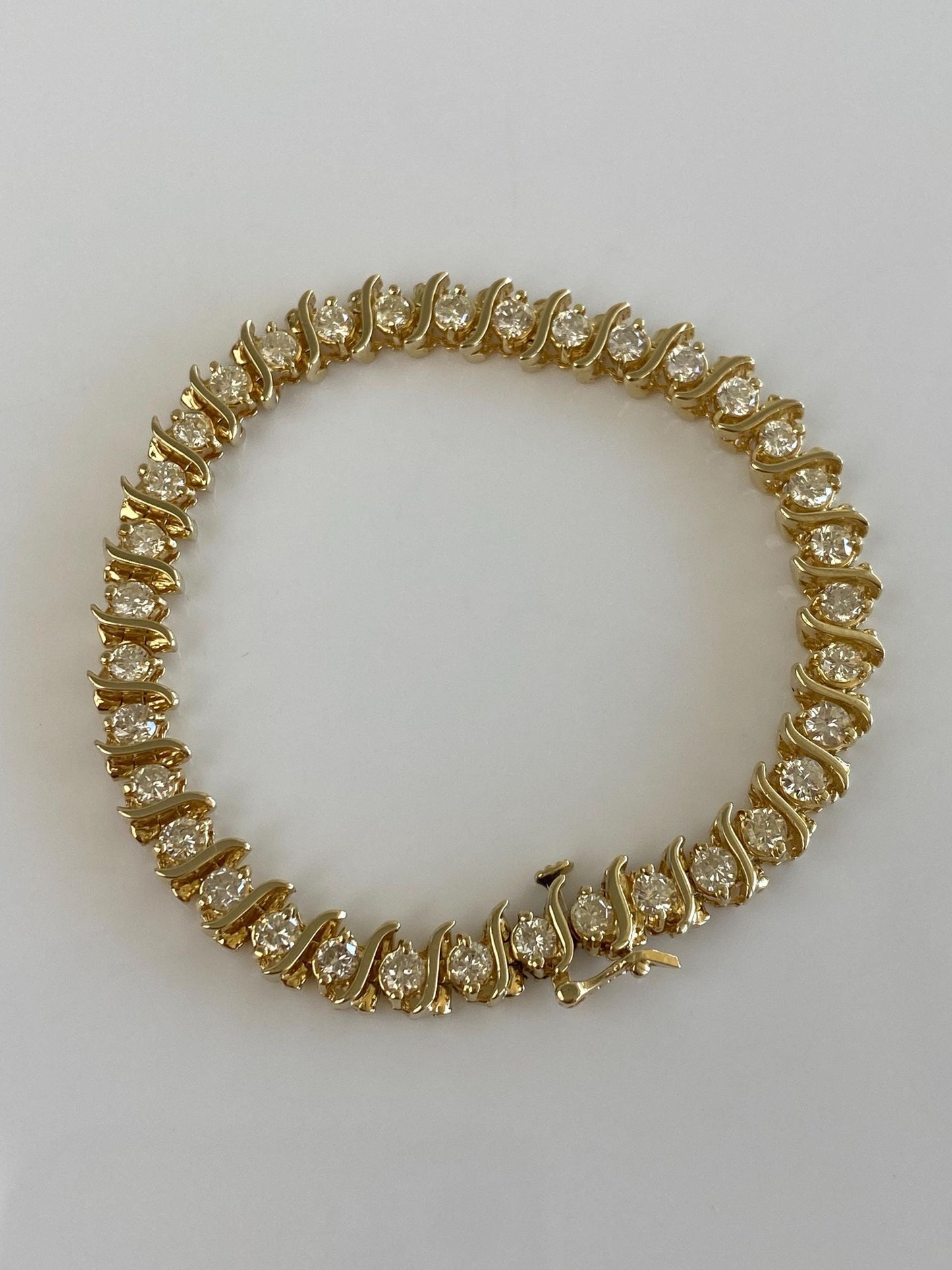 Solid 14k Yellow Gold 2ct Diamond Tennis Bracelet - 7 inches