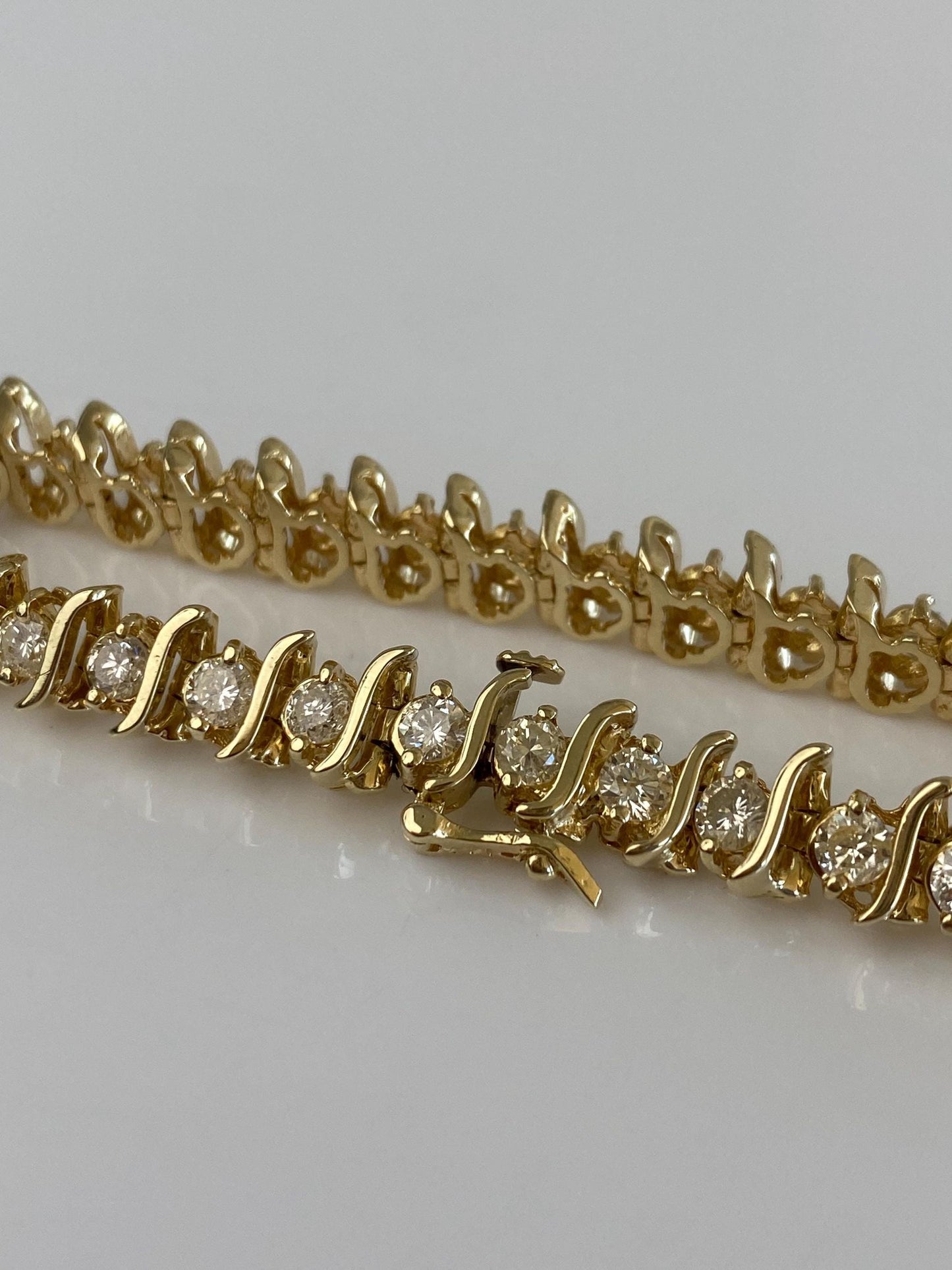 Solid 14k Yellow Gold 2ct Diamond Tennis Bracelet - 7 inches