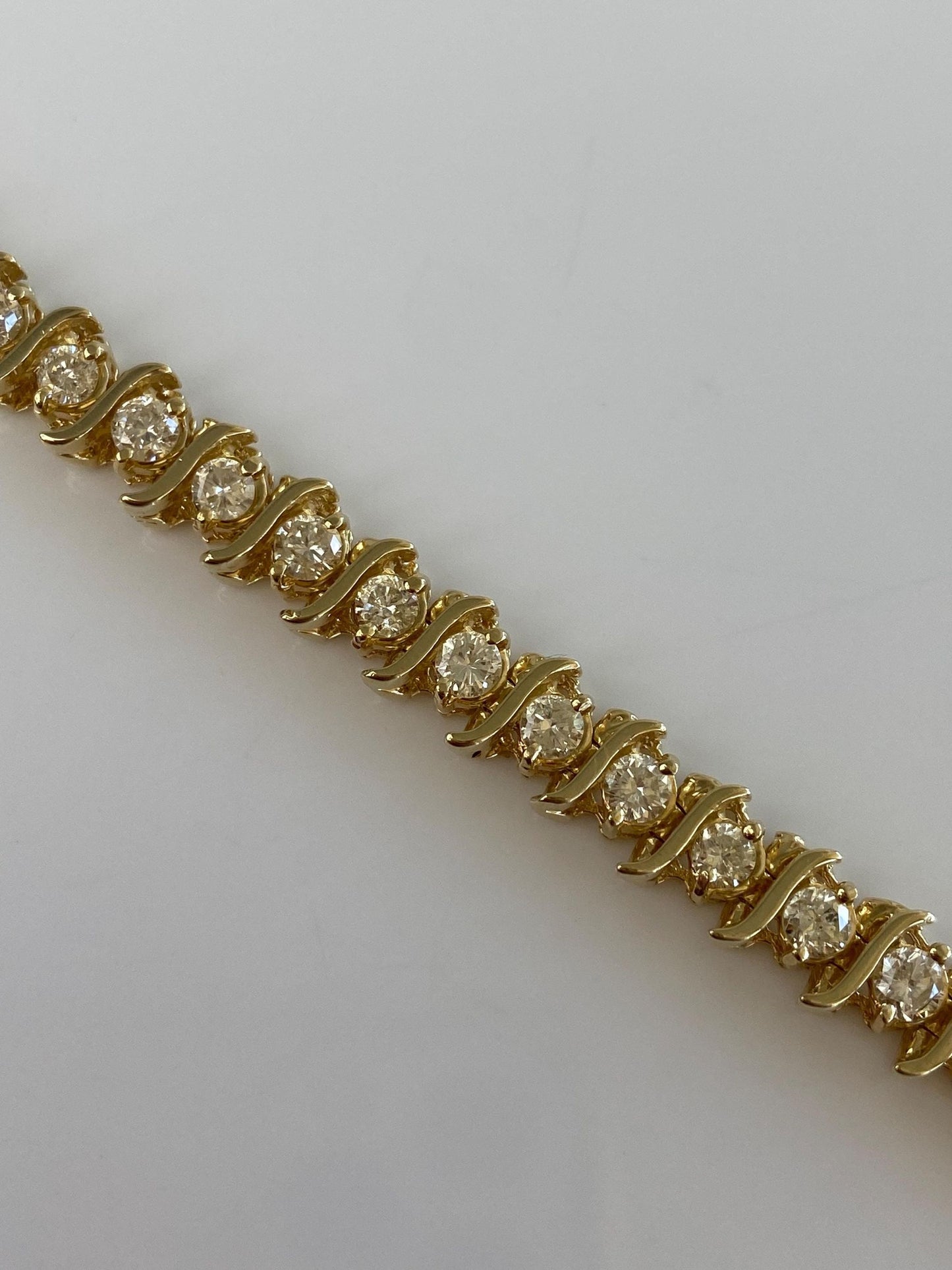 Solid 14k Yellow Gold 2ct Diamond Tennis Bracelet - 7 inches