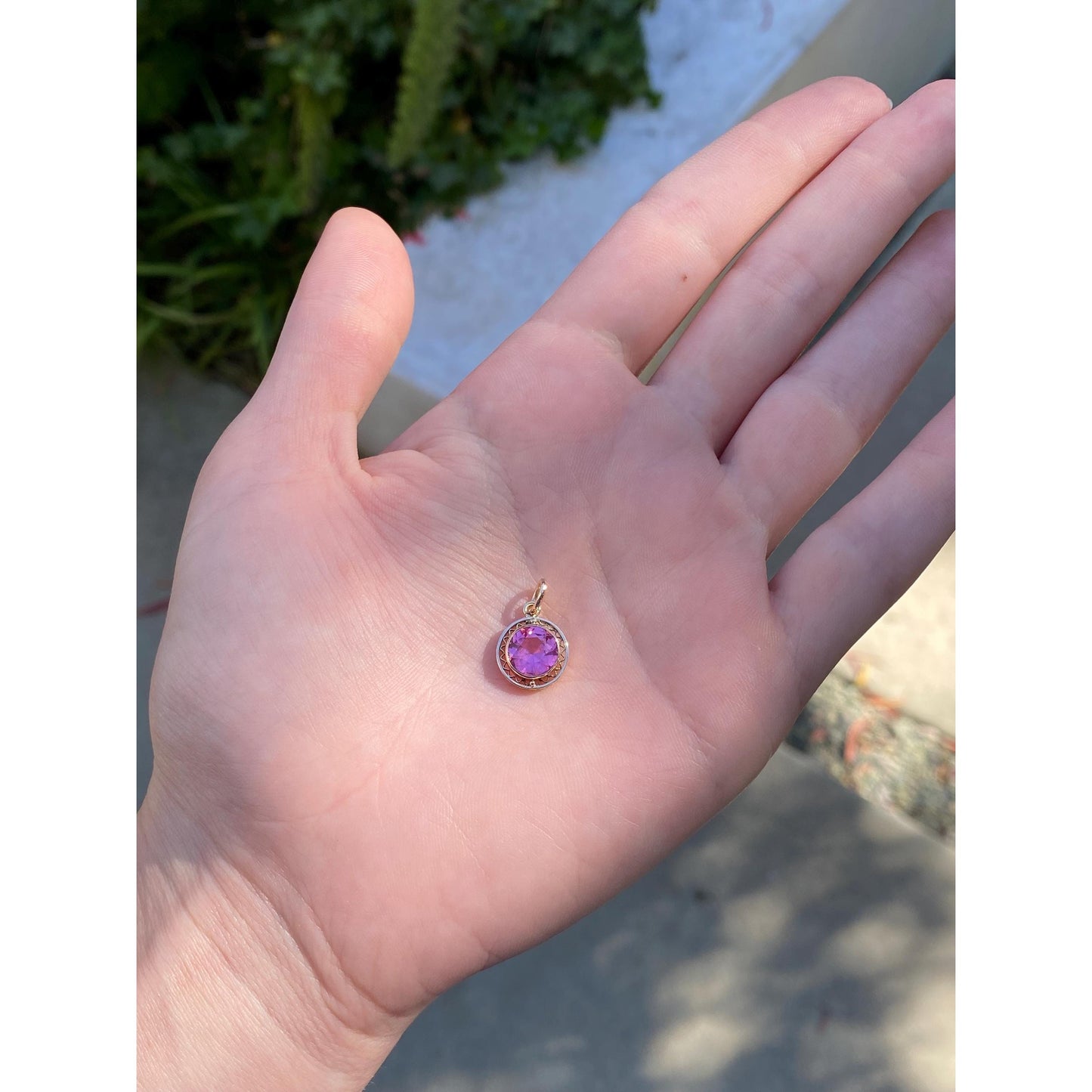 Vintage Solid 10k Yellow Gold Pink Cubic Zirconia Stick Pin Conversion Charm