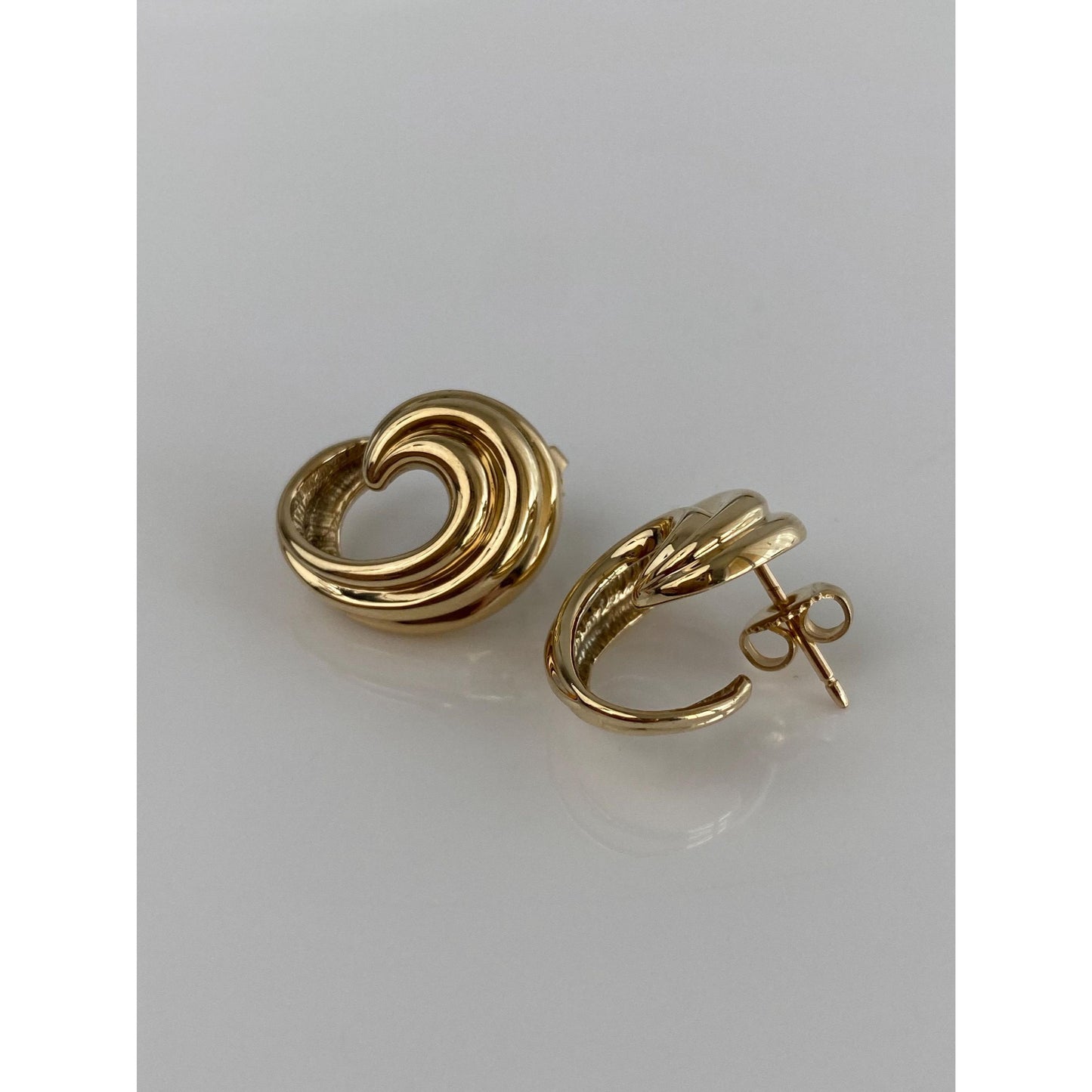 Vintage Solid 14k Yellow Gold Twist Stud Earrings