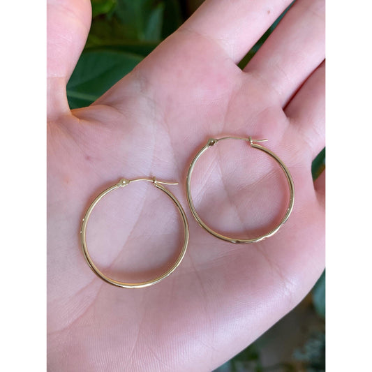 Vintage 14k Yellow Gold Thin Hoop Earrings