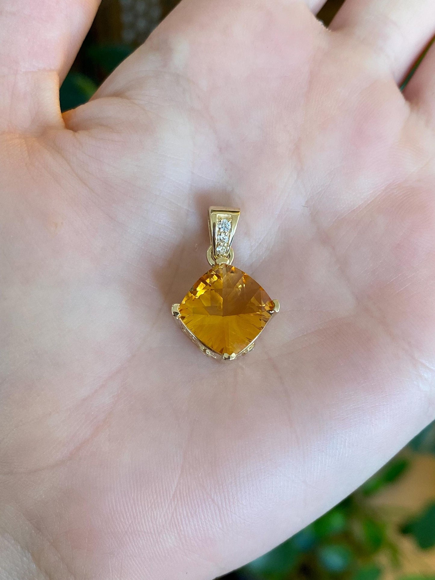 Vintage Solid 14k Yellow Gold Fancy Cut Citrine Diamond Charm