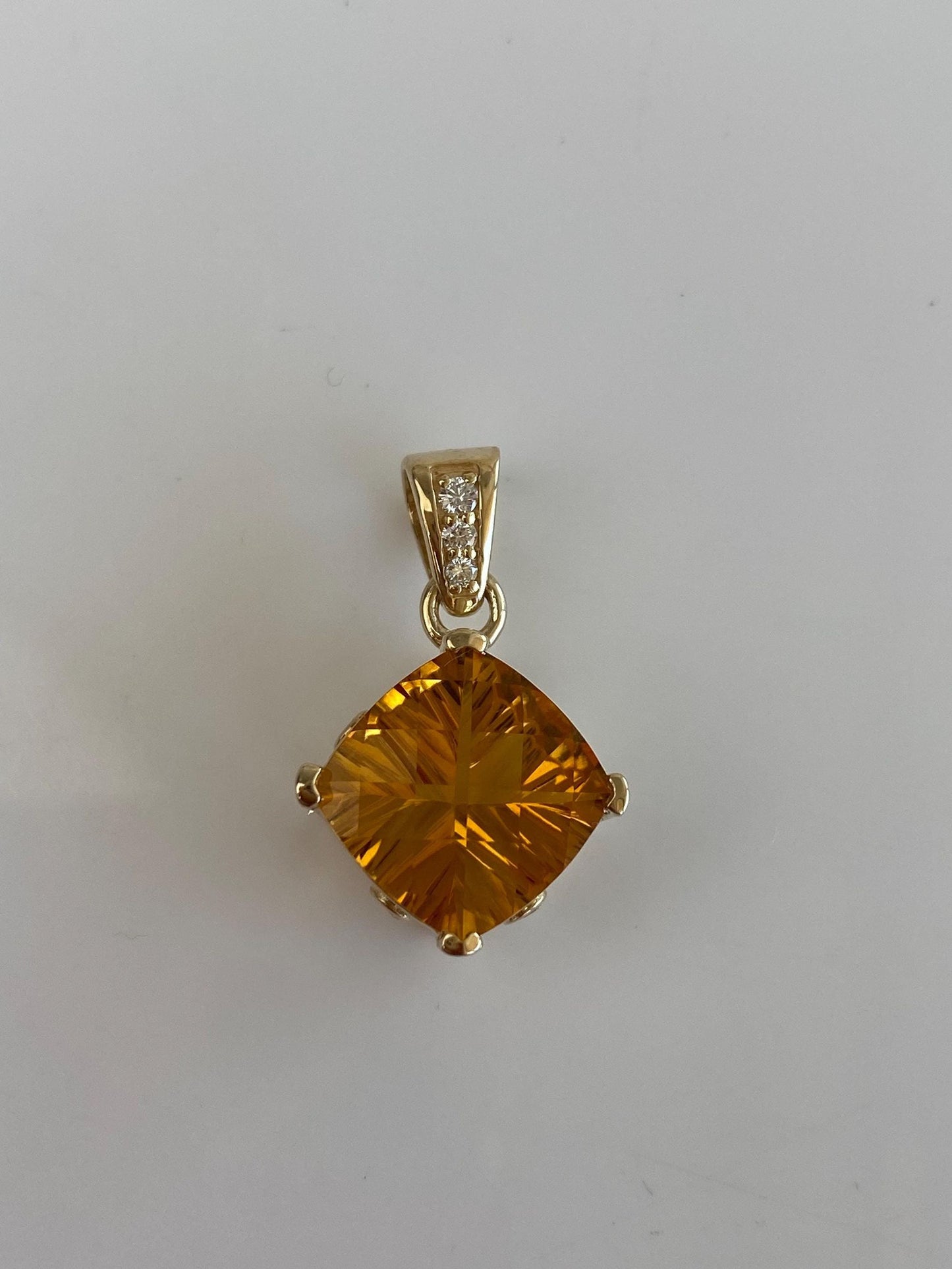 Vintage Solid 14k Yellow Gold Fancy Cut Citrine Diamond Charm
