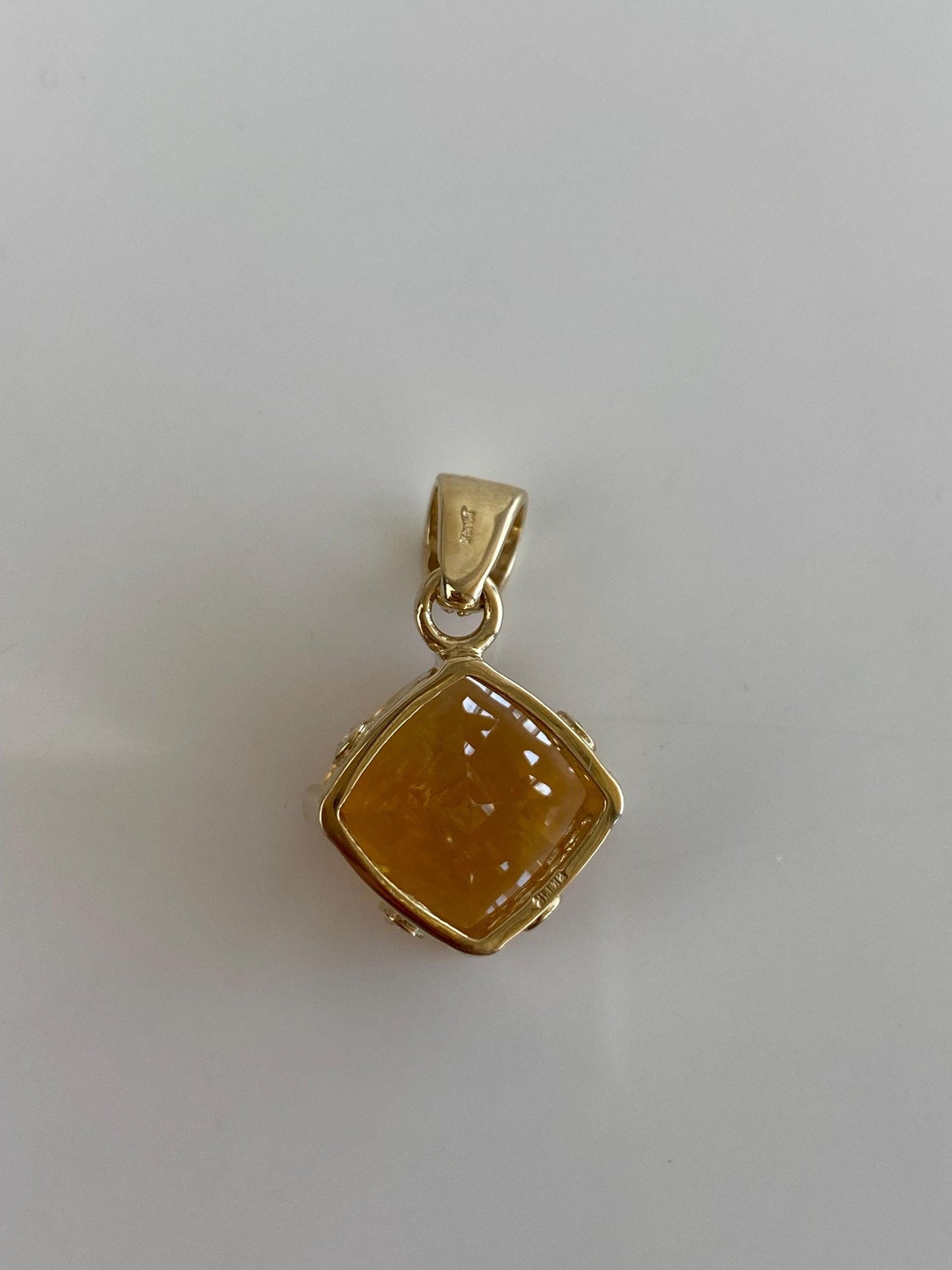 Vintage Solid 14k Yellow Gold Fancy Cut Citrine Diamond Charm
