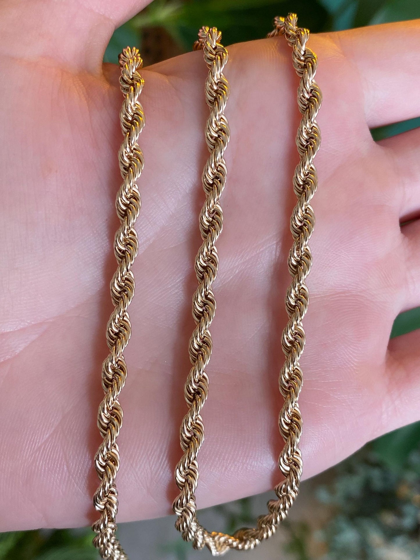 Vintage Solid 14k Yellow Gold Chunky Rope Chain Necklace - 18 inches