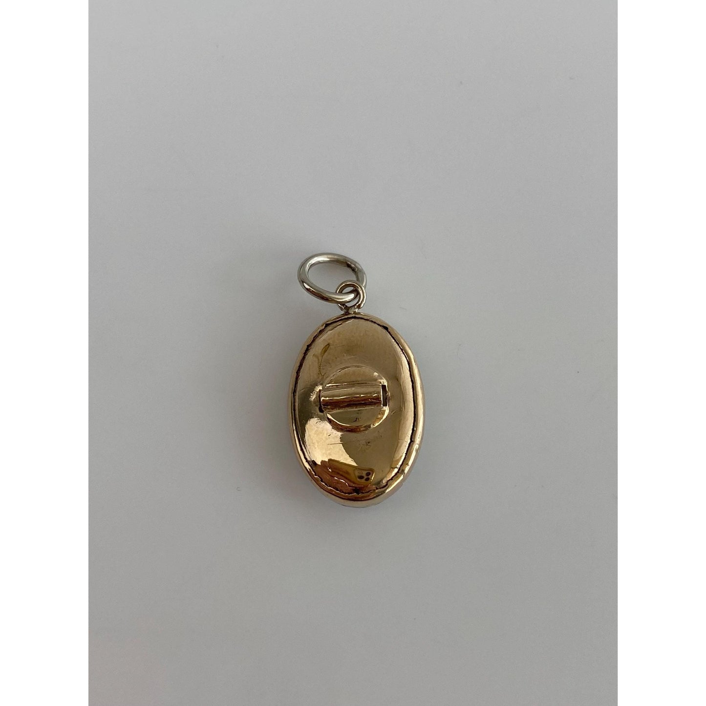 Vintage 14k White & Yellow Gold Seed Pearl MOP Oval Cufflink Conversion Charm