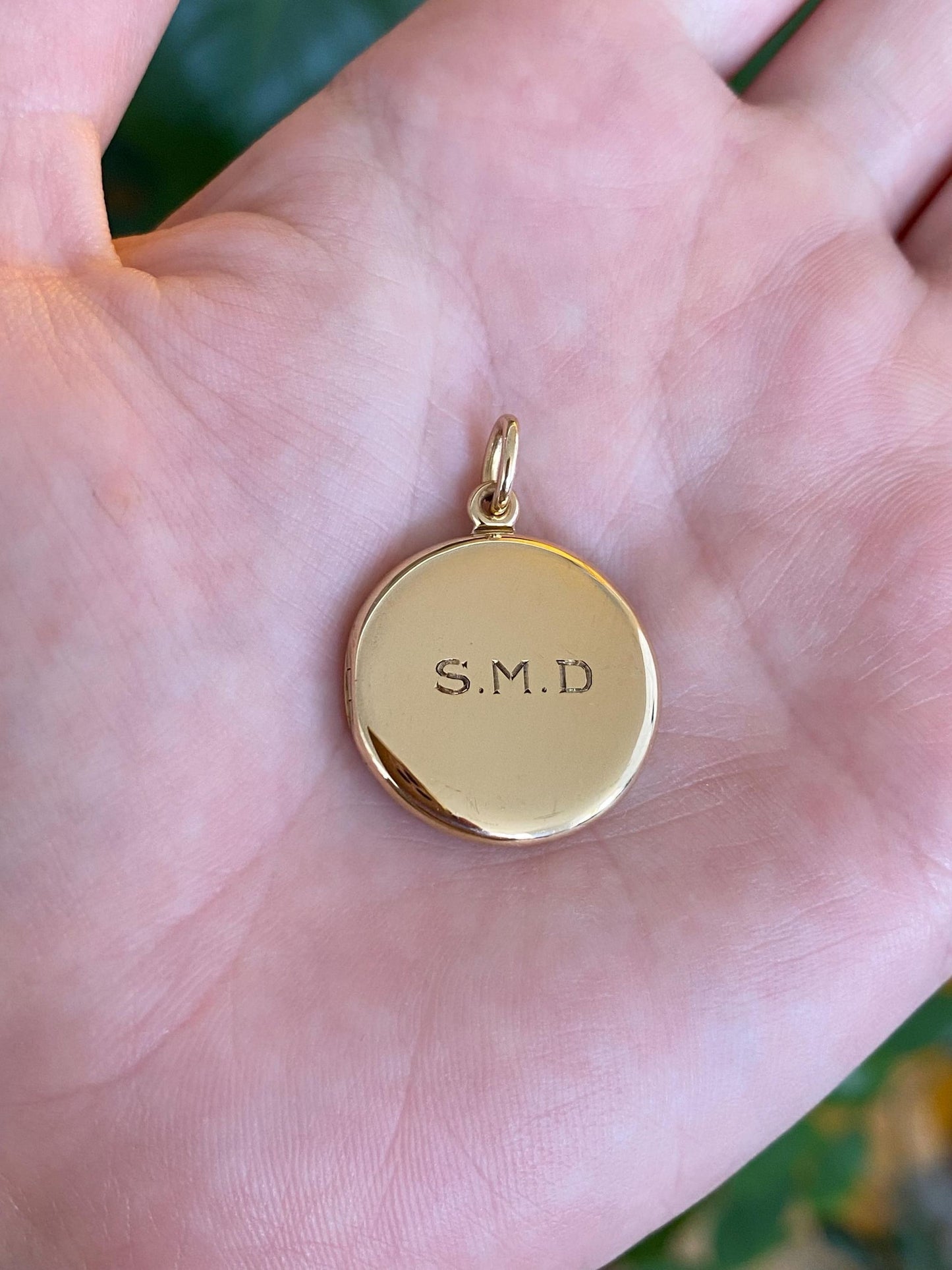 Vintage Solid 14k Yellow Gold Monogram SMD Locket Charm