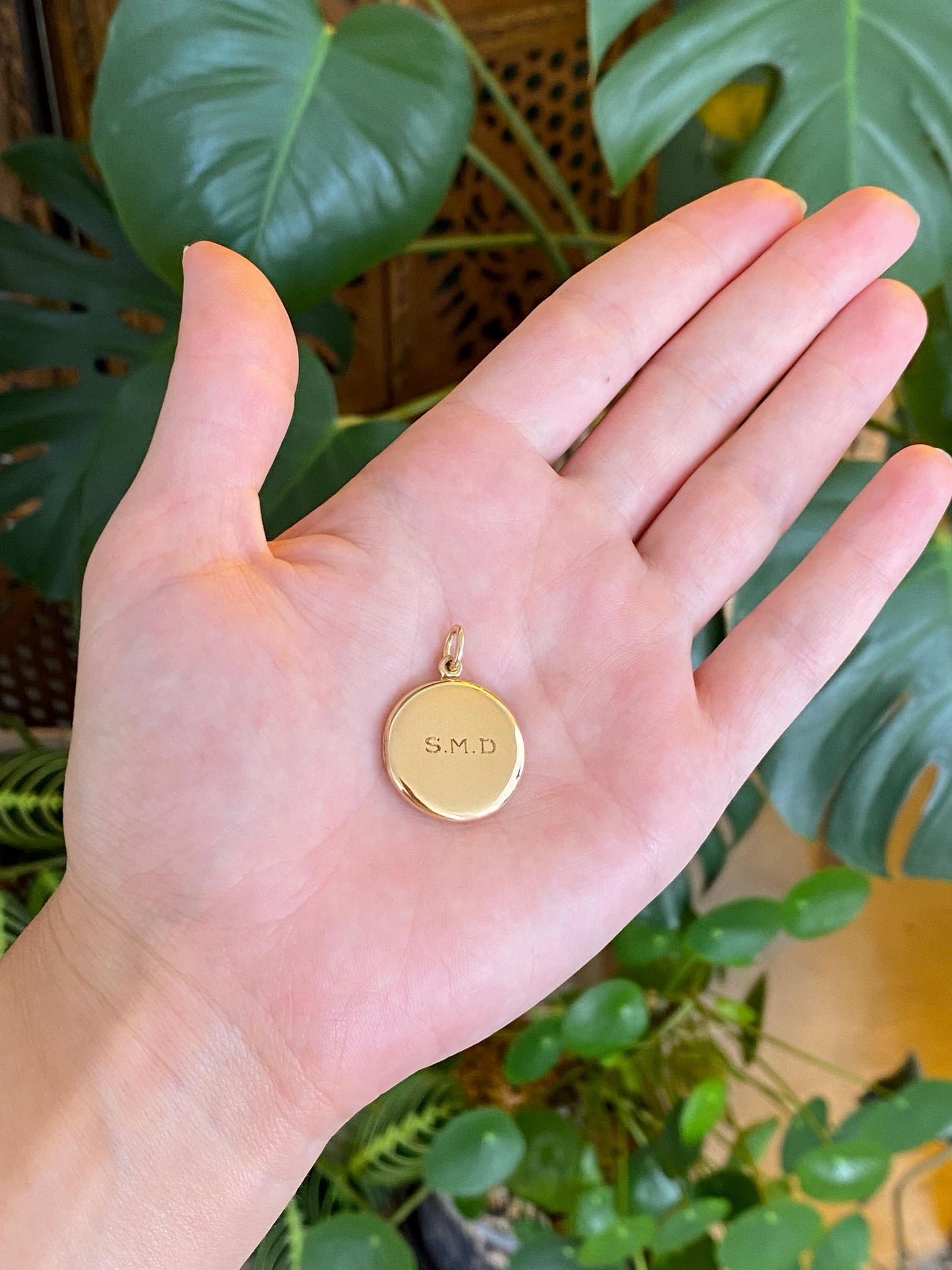 Vintage Solid 14k Yellow Gold Monogram SMD Locket Charm