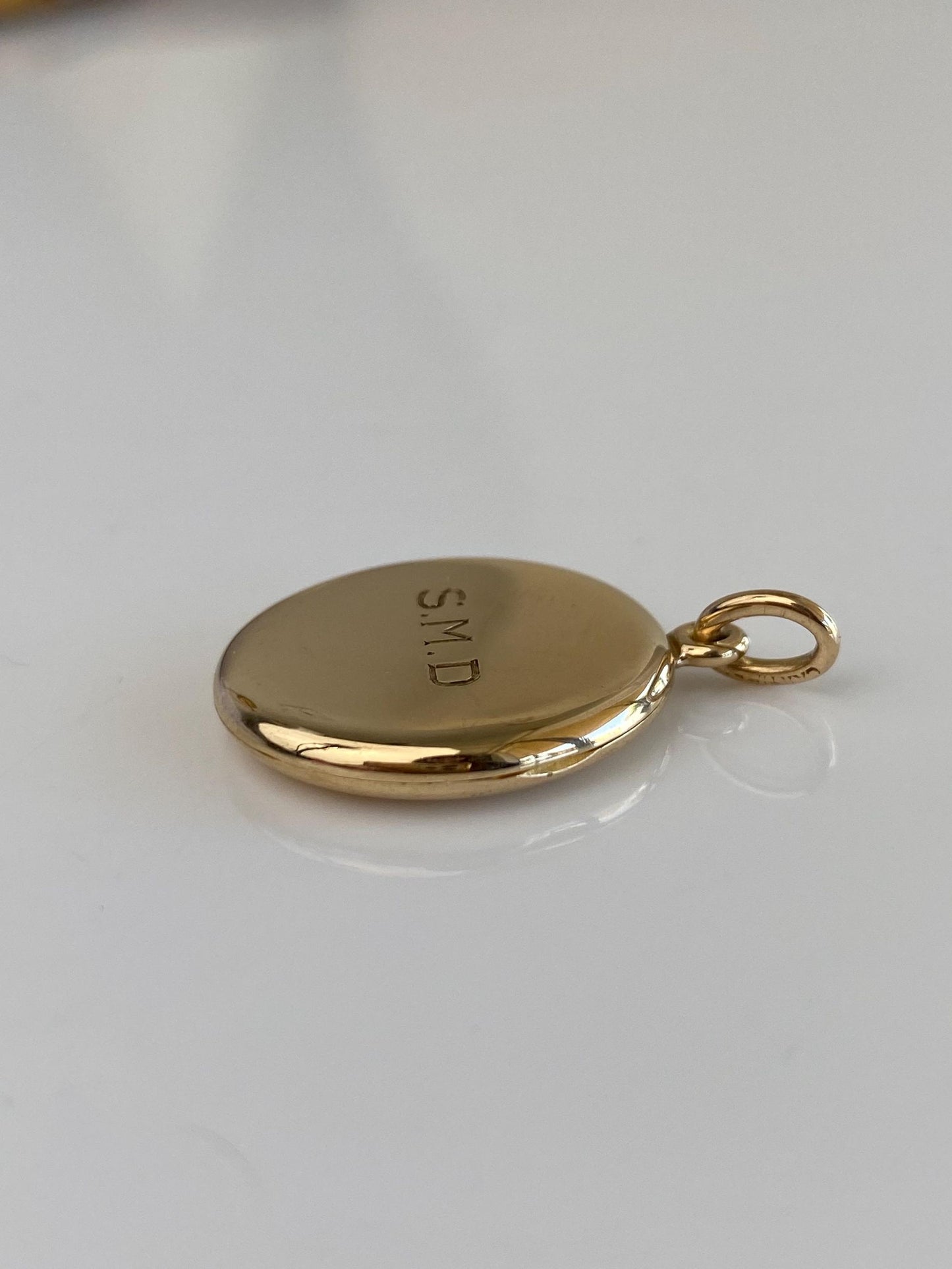 Vintage Solid 14k Yellow Gold Monogram SMD Locket Charm
