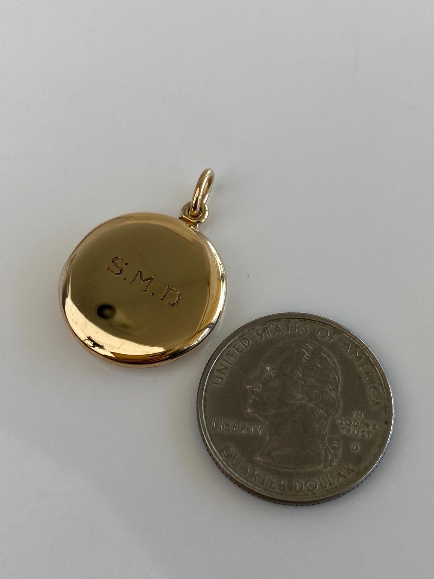 Vintage Solid 14k Yellow Gold Monogram SMD Locket Charm