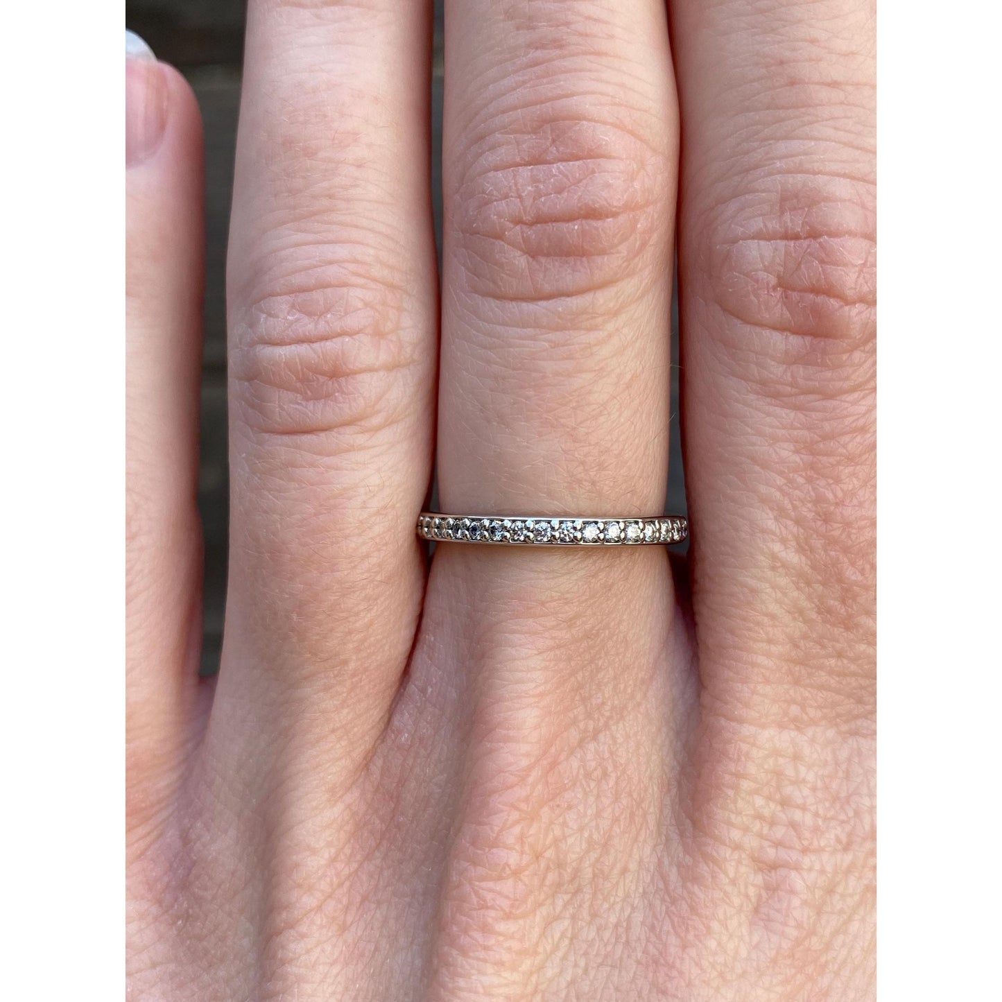 Vintage Solid 14k White Gold Diamond Ring Band - Size 6
